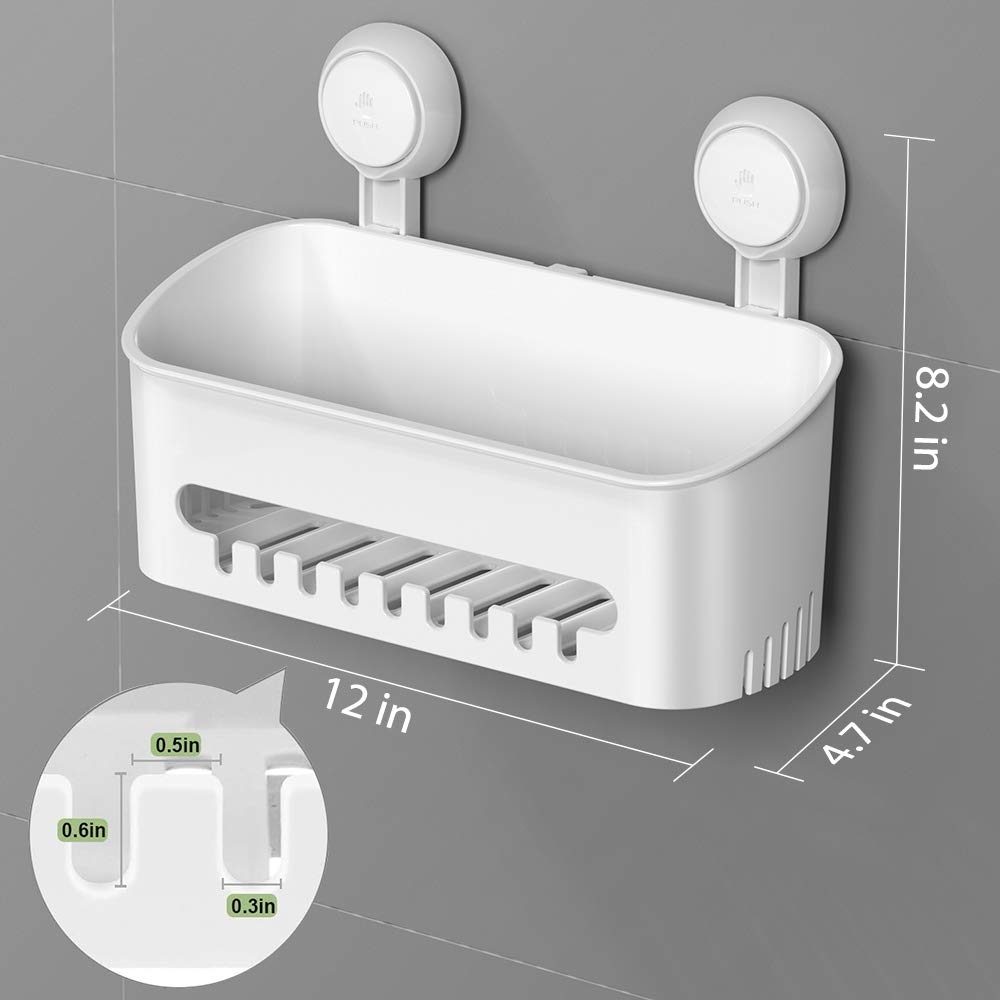 LUXEAR Heavy Duty Shower Caddy with Suction Cups - No Drilling Bathroom Organizer Holds up to 22lbs, Waterproof Storage Shelf for Shampoo, Soap & Toiletries - Perfect for Shower, Bathtub & Kitchen Organization