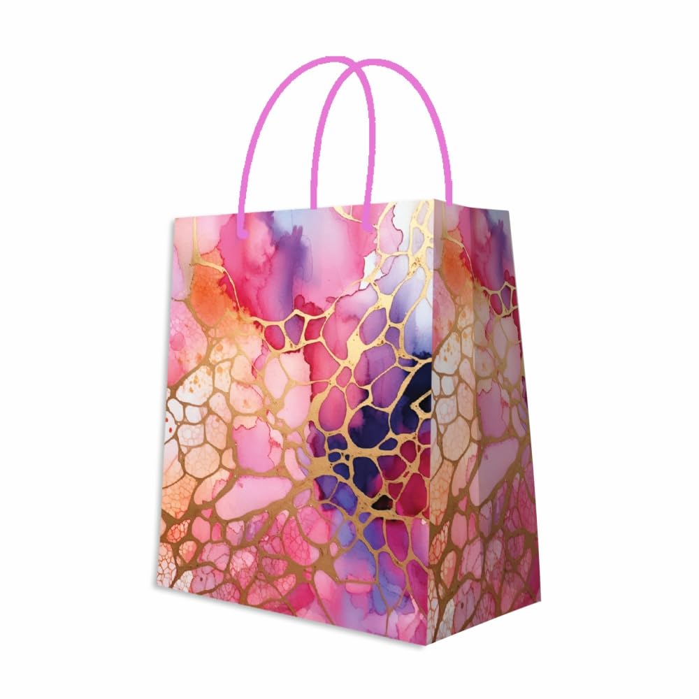 Premium Matte Marble Party Favor Bags - 15x9x19cm Small Gift Bags for Weddings, Birthdays & Holidays (Pack of 5) | Elegant Party Decor & Present Wrapping Solution