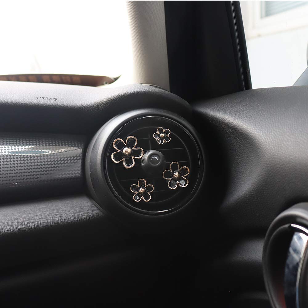 INEBIZ Cute Daisy Flower Air Vent Clips - Car Air Freshener & Decorative Accessories for Women (Black) | Aesthetic Automotive Interior Decor for Cars, Office & Home Use