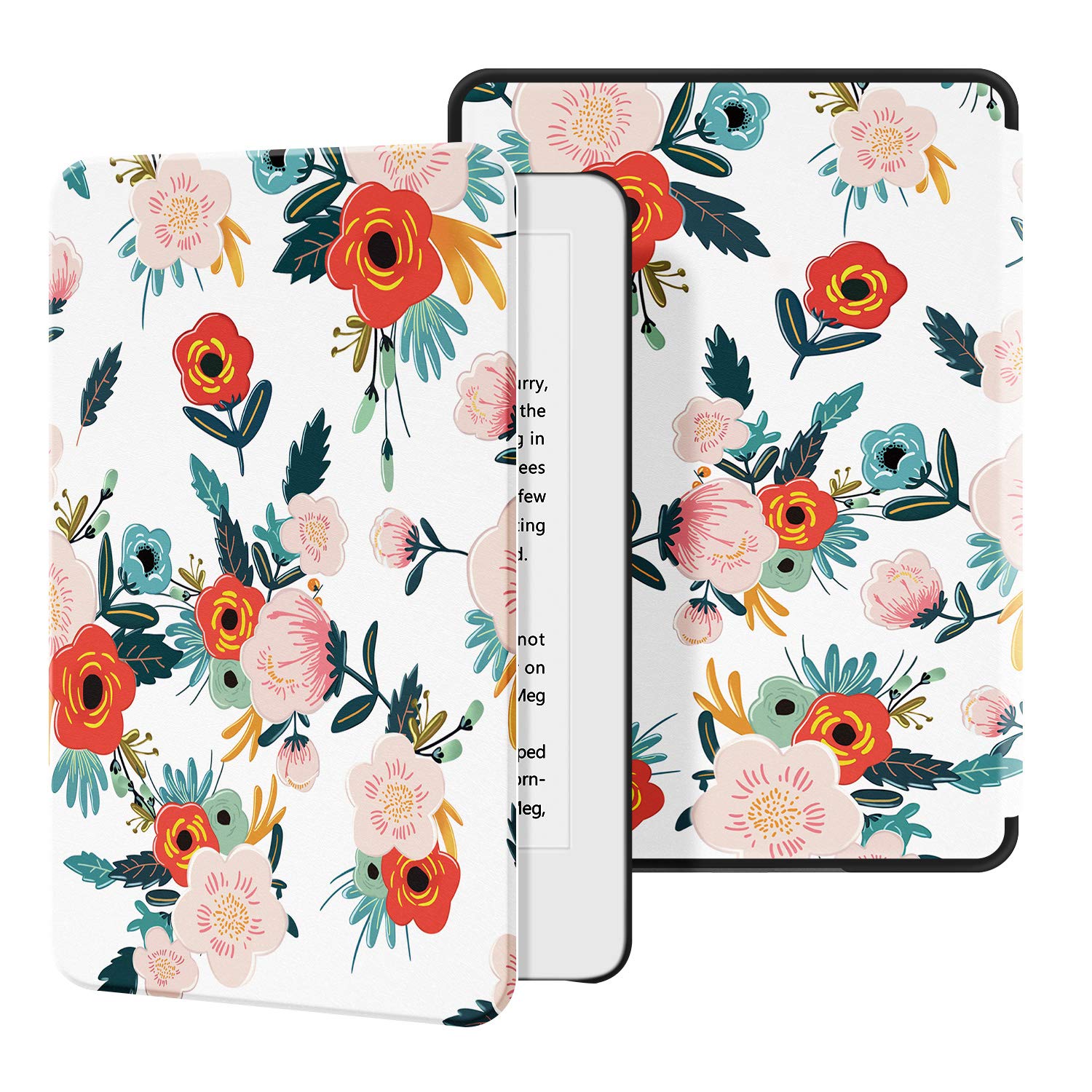 Ayotu Slim PU Leather Case for Kindle 10th Generation (2019 Model) - Auto Wake/Sleep Protective Cover with Floral Design - Compatible with Amazon Kindle 2019 Only (Not for Paperwhite/Oasis/2022 Models) - Perfect for Reading, Travel & Daily Use