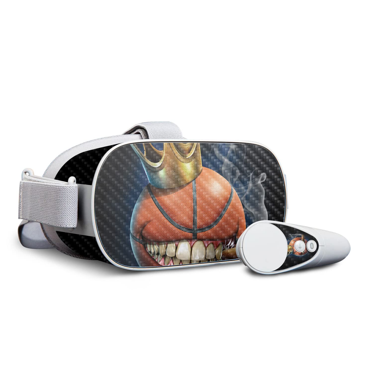 Premium Carbon Fiber Skin for Oculus Go - Basketball King Design | Protective & Durable Textured Cover | Easy to Apply & Remove | Made in USA | Perfect for Gaming, VR Sports & Style Customization