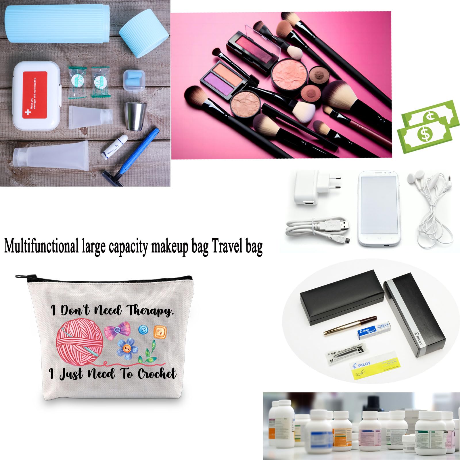 Crochet Makeup Bag - Funny Cosmetic & Tool Pouch for Gifts & Travel