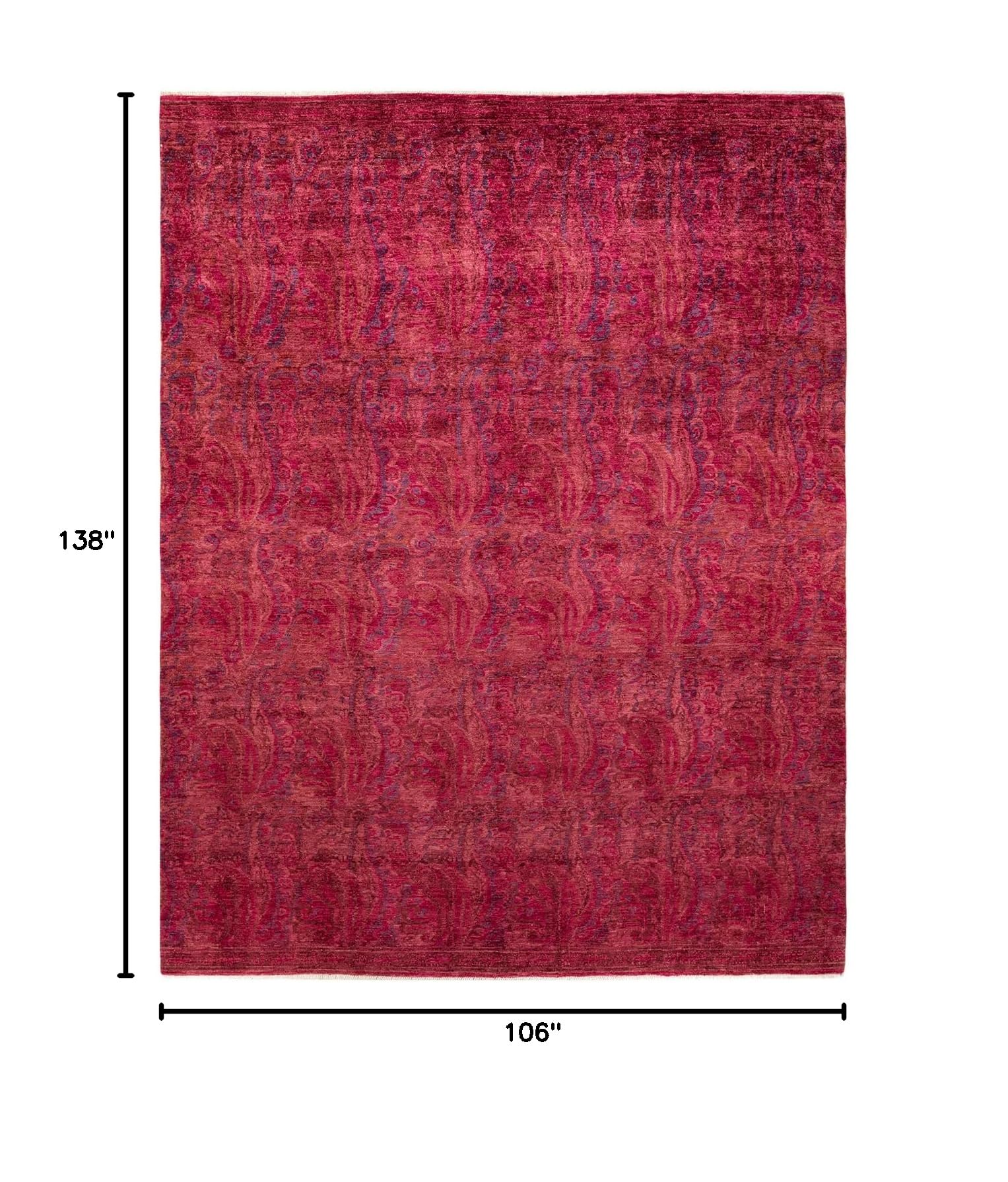 Handmade Wool Contemporary Overdyed Purple Area Rug 9x12 - Unique Hand-Knotted Solo Rugs for Living Room & Bedroom Decor