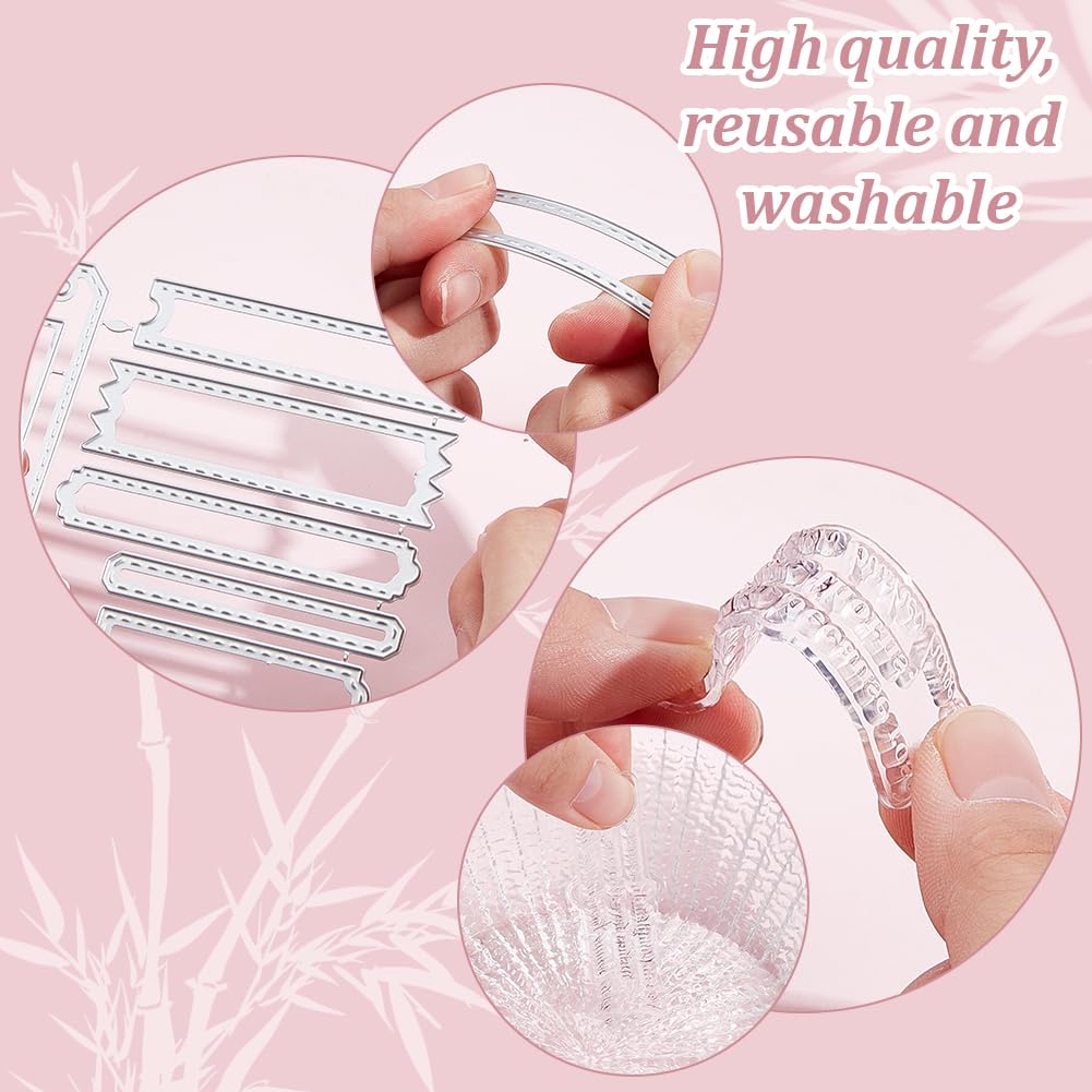 INFUNLY 2-Piece Blessing Words Stamp and Die Set for Card Making - Motivational Quote Silicone Clear Stamps & Label Cutting Dies - Perfect for DIY Scrapbooking, Embossing, Album Decoration and Handmade Greeting Cards