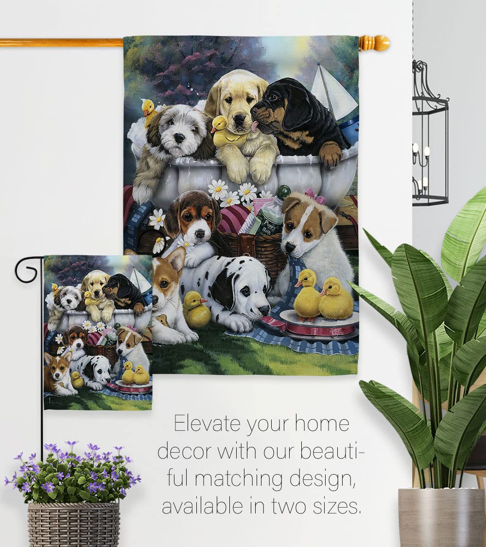 Breeze Decor Dog Garden Flag Set with Stand - Perfect for Pet Lovers & Yard Decor