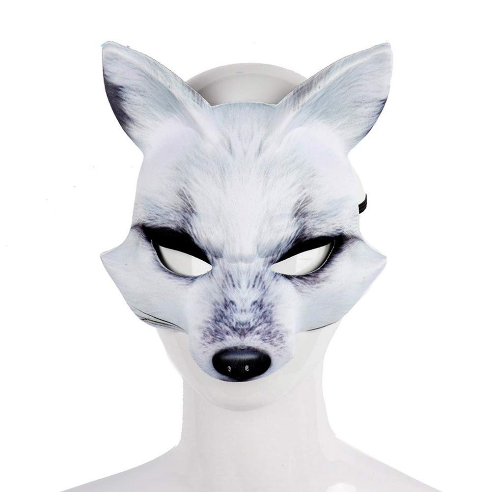 2PCS Halloween Fox Mask - White & Red Animal Cosplay Mask for Dance Party, Masquerade, Prom, Japan Festival | Perfect for Halloween Costume, Cosplay Events & Themed Parties