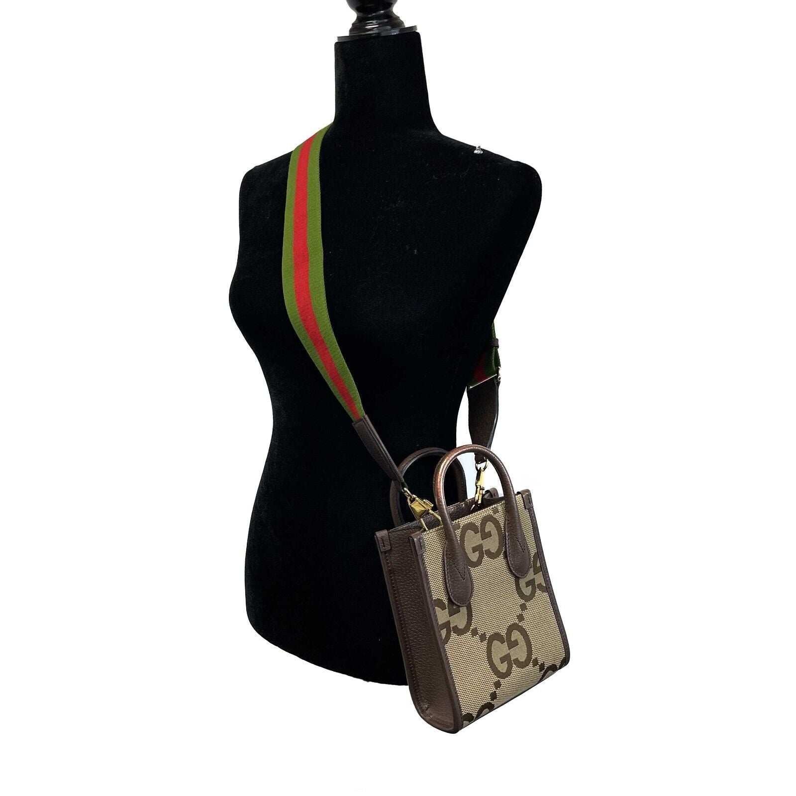 Gucci Jumbo GG Mini Vertical Tote Crossbody Handbag for Women - Beige & Brown Leather Shoulder Bag Purse | Perfect for Work, Travel & Everyday Use
