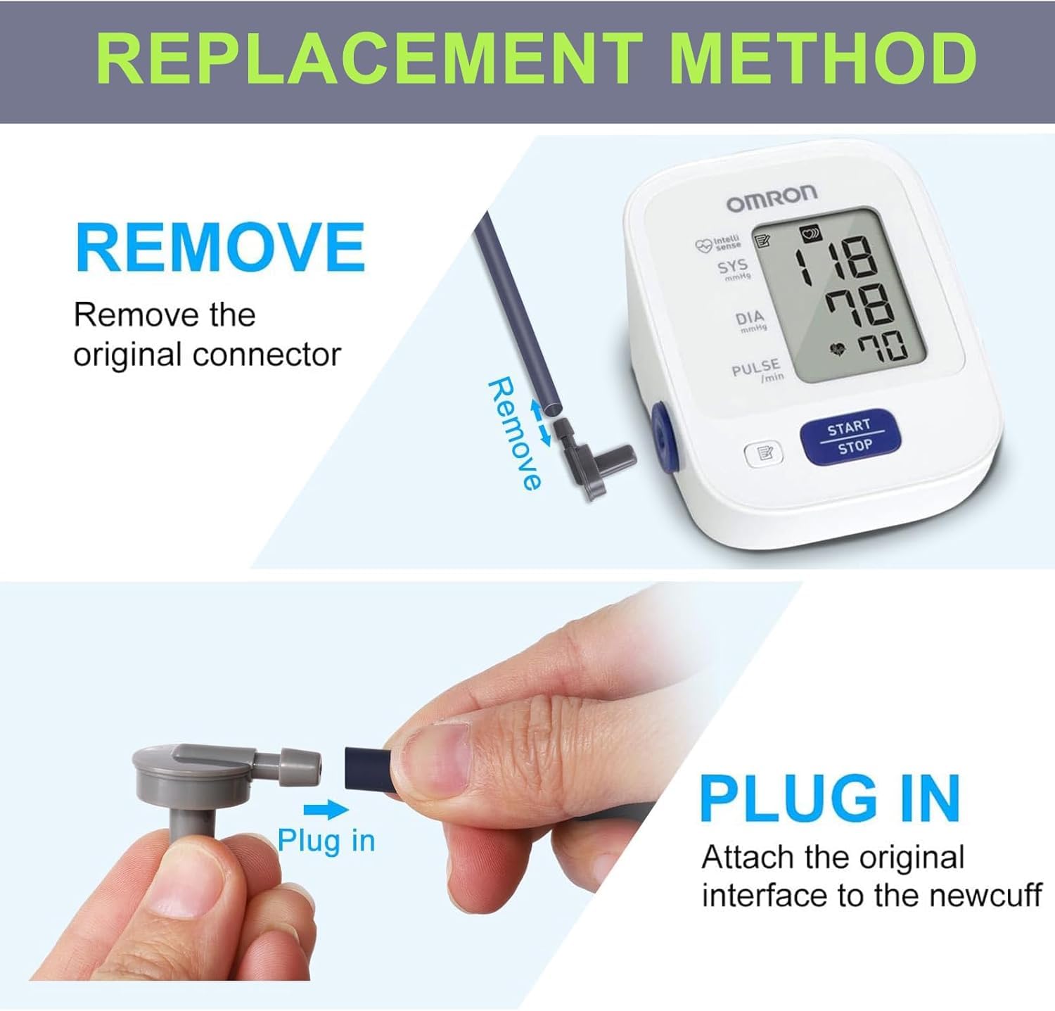 Omron BP Monitor Replacement XL Cuff 22-52cm - Adjustable Extra Large Blood Pressure Cuff with 4 Universal Interfaces | Compatible with Omron Blood Pressure Monitors | Ideal for Big Arms & Home Health Monitoring