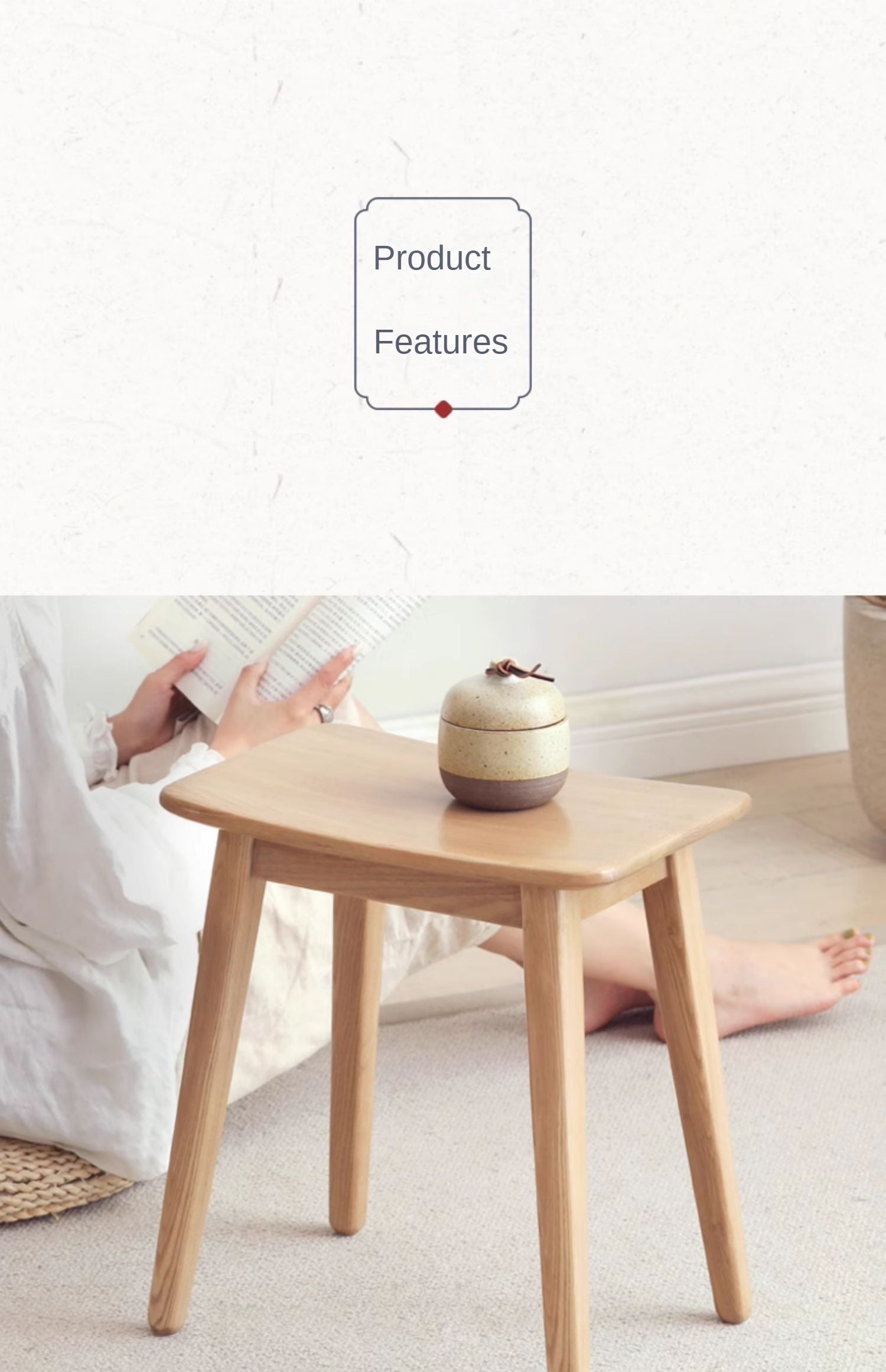 Modern Makeup Stool - Solid Oak & Ash Wood Vanity Seat for Dressing Table, Bedroom, and Salon | Elegant & Durable Beauty Furniture