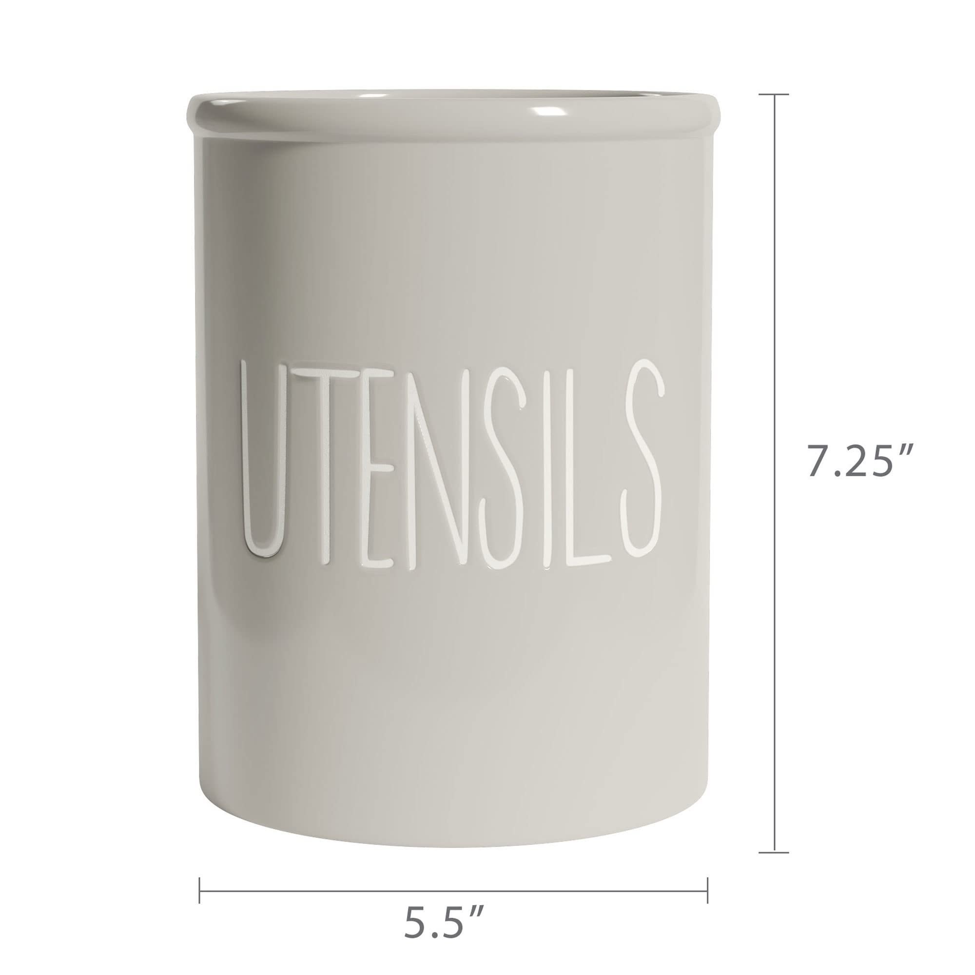 Farmhouse Ceramic Utensil Holder for Kitchen Countertop - Large 7