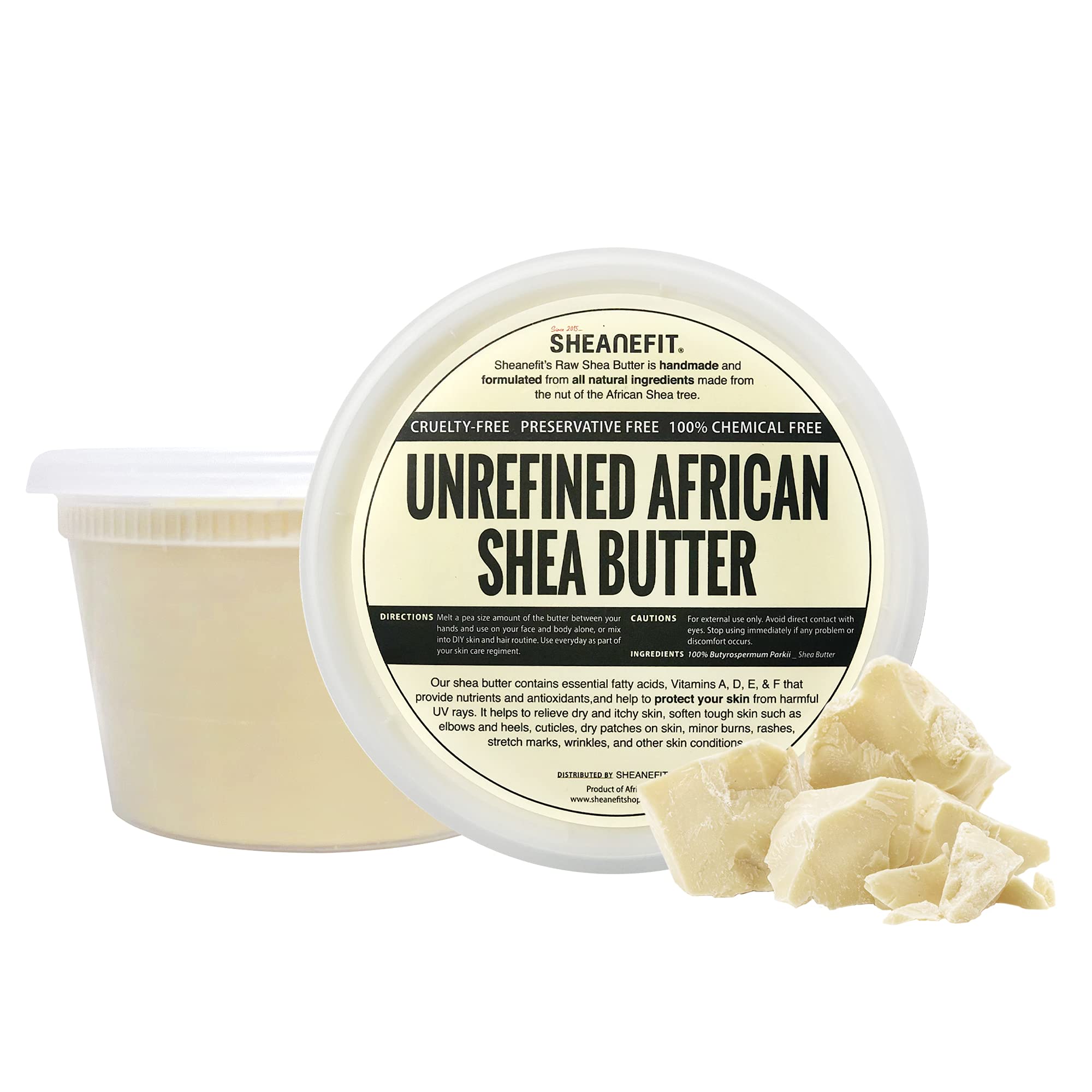 Organic Raw Unrefined African Shea Butter - 100% Natural Body Butter for Face & Skin - Deep Moisturizing Cream for Dry Skin, Hair Care, Eczema - 16oz Ivory Shea Butter - Perfect for DIY Beauty Products & Massage Therapy