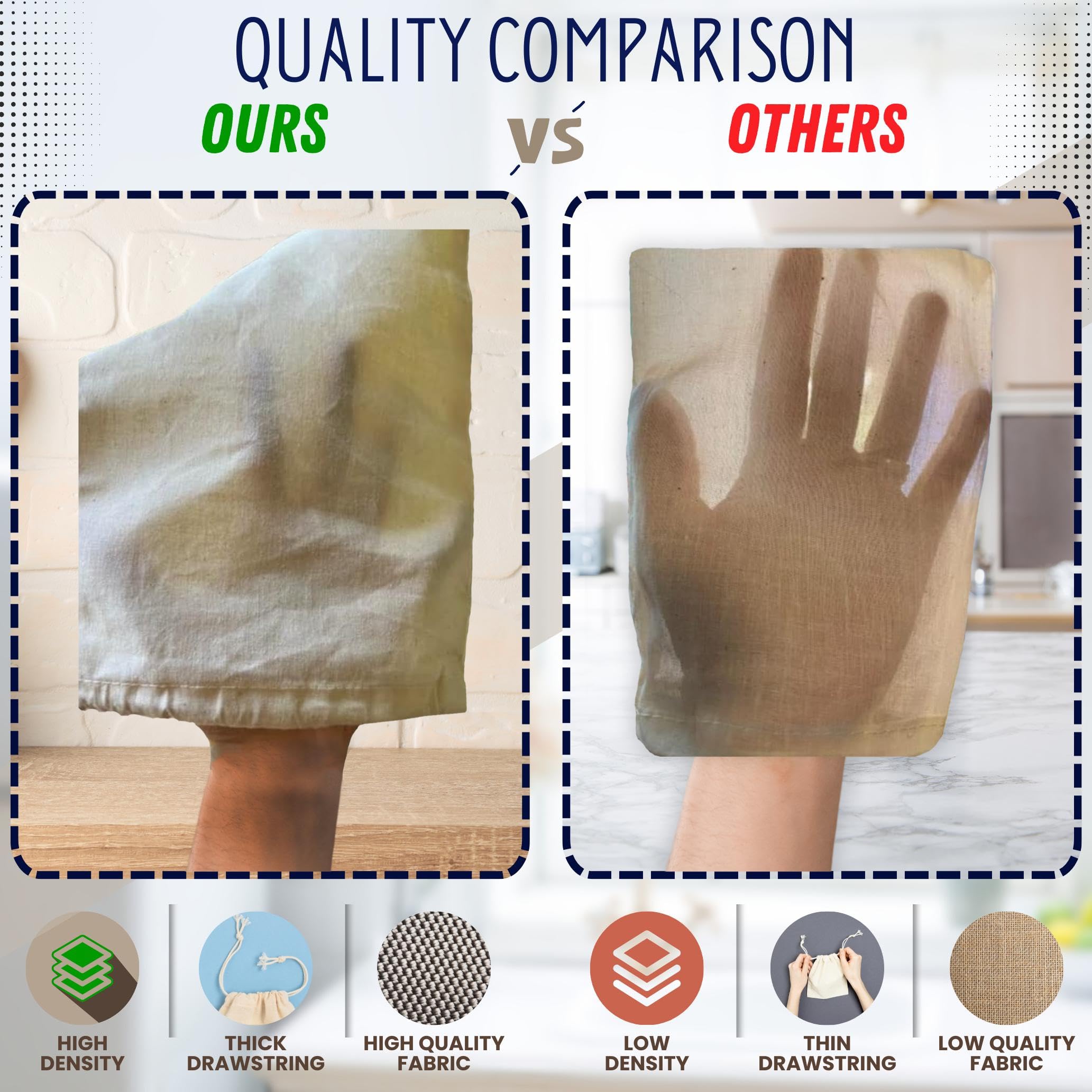 Organic Cotton Muslin Bags with Drawstrings - 100% Natural, Washable & Biodegradable Food Storage Bags for Produce, Bulk Foods, Tea, and Travel Snacks
