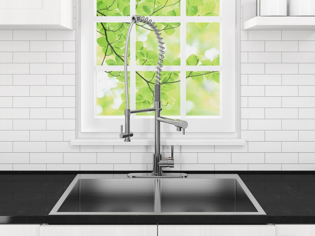 Le Duo Pull Down Single Handle Kitchen Faucet - Modern Stainless Steel Sink Faucet with High Arc Spout for Easy Washing | Perfect for Home, Restaurant & Commercial Kitchen Use