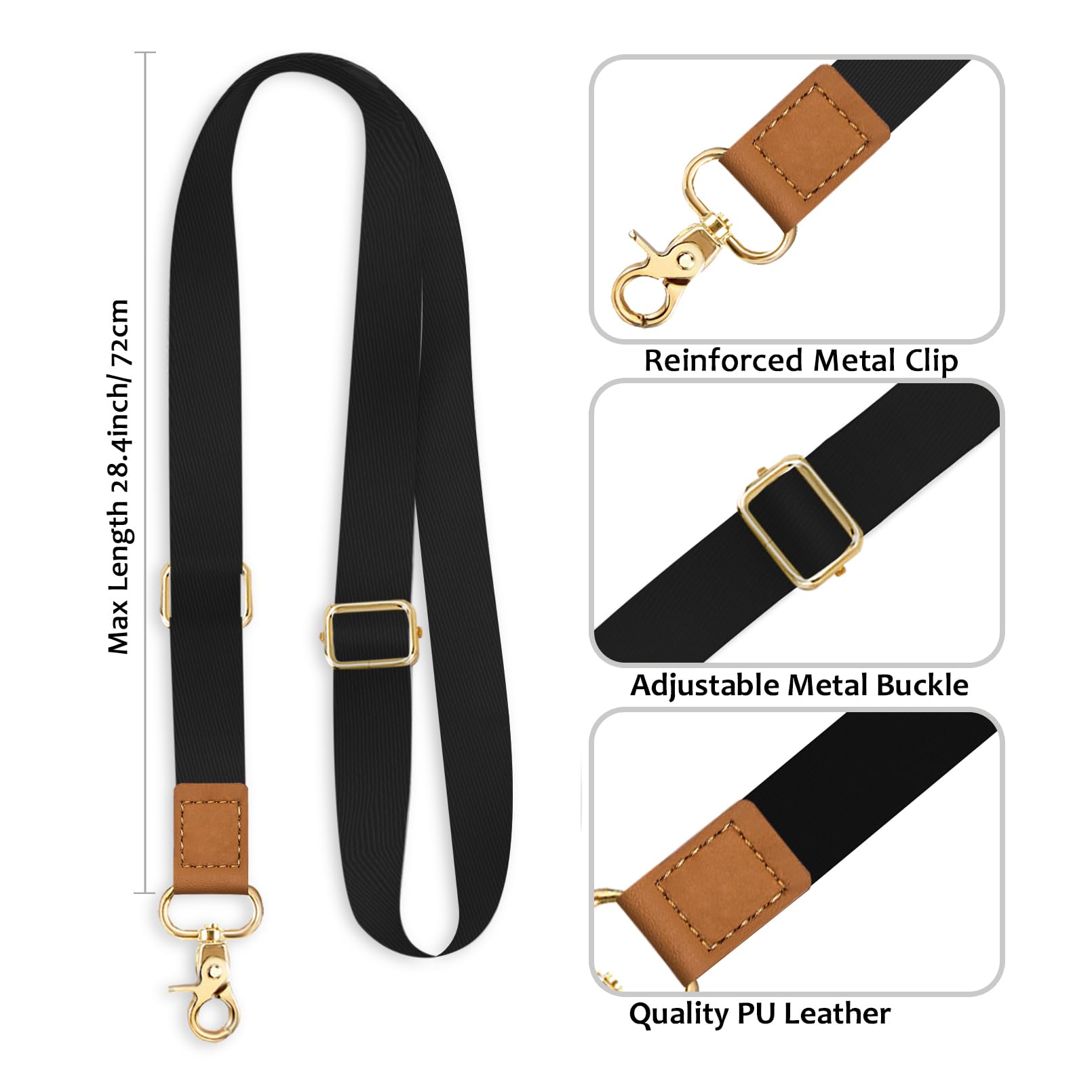 Adjustable Phone Lanyard Crossbody Strap - 2 Pack Neck Strap for iPhone, Keys & ID Badges - Black & Grey Phone Accessories for Women - Perfect for Work, Travel & Hands-Free Convenience