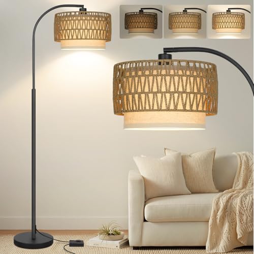 Black with rattan shade