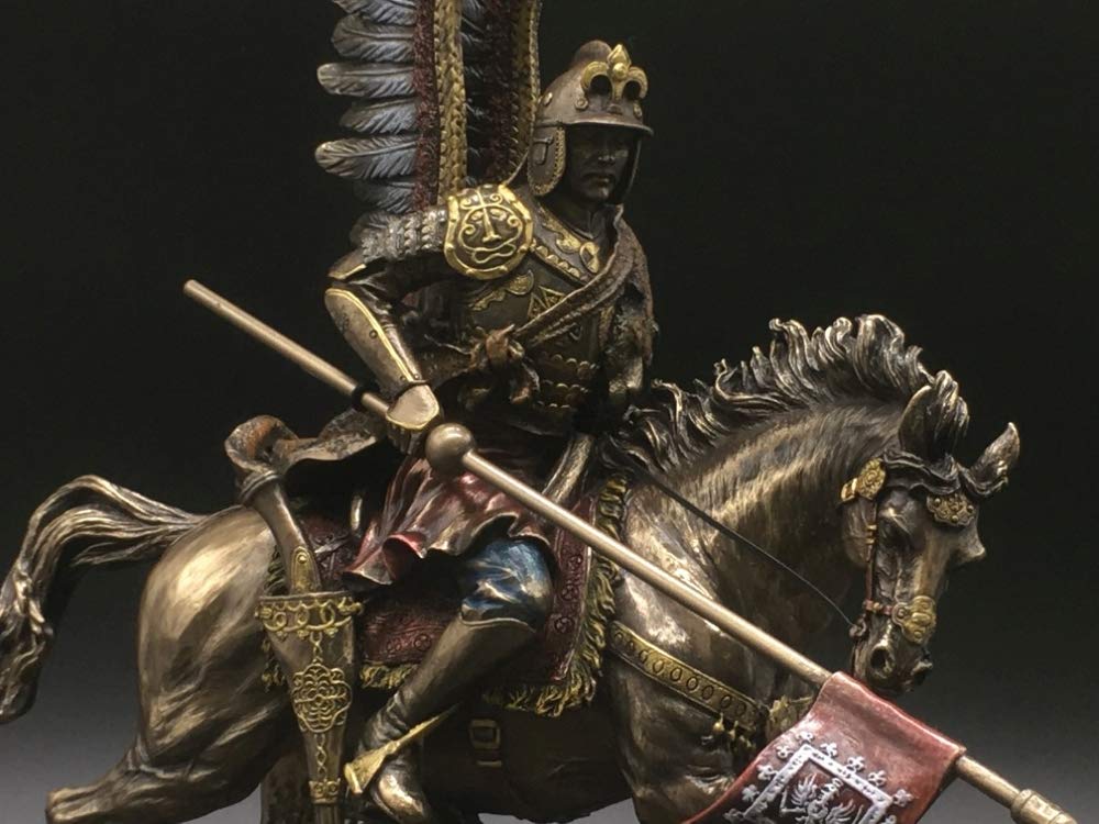Polish Hussar Knight in Full Armor with Sabre Sword - 12.6 Inch Collectible Figurine | Medieval Decor, Gift for History Enthusiasts