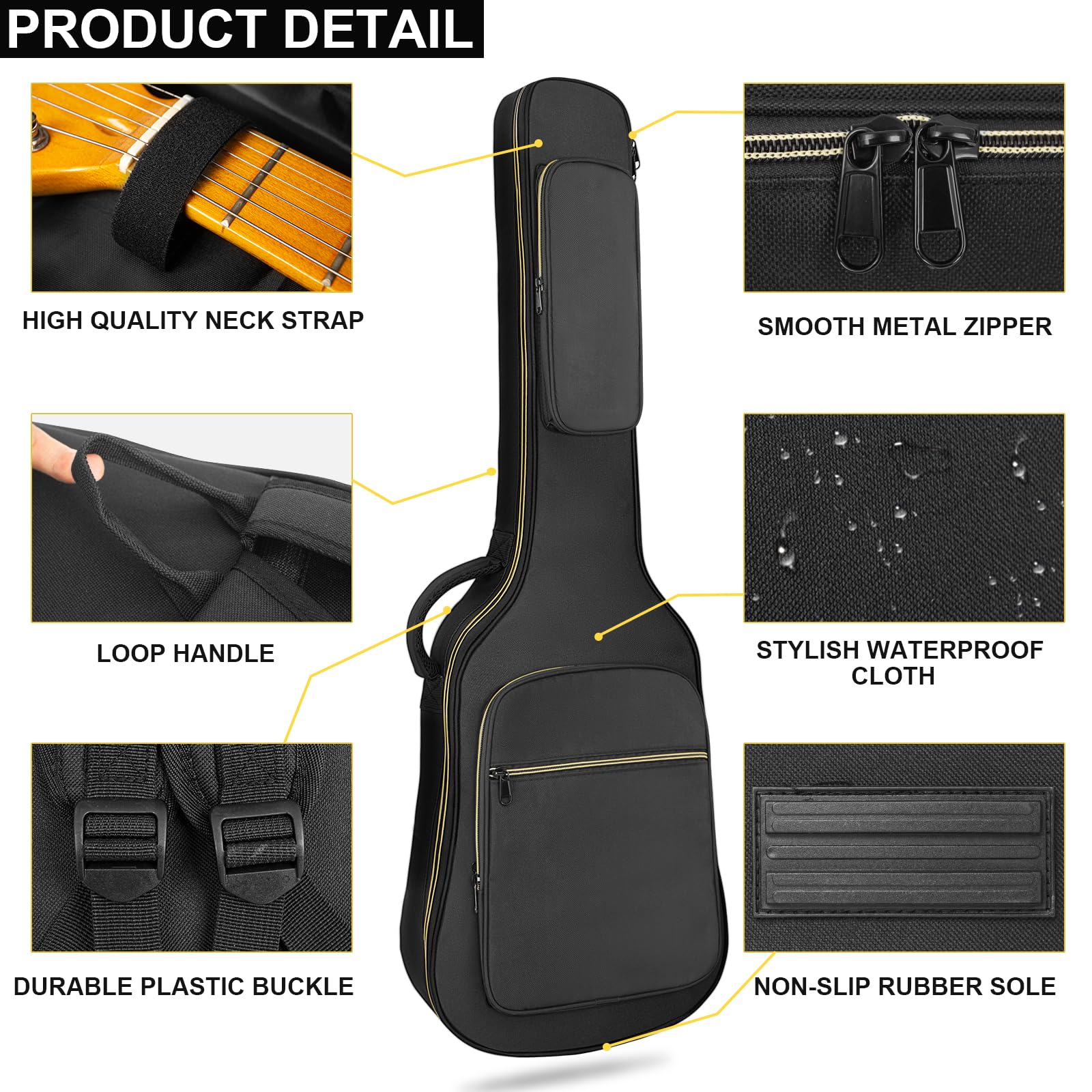 Electric Guitar Gig Bag with 0.35 Inch Thick Padding - Adjustable Shoulder Straps & Storage Pocket - Black Soft Case for Electric Guitar - Perfect for Travel, Gigging & Music Practice