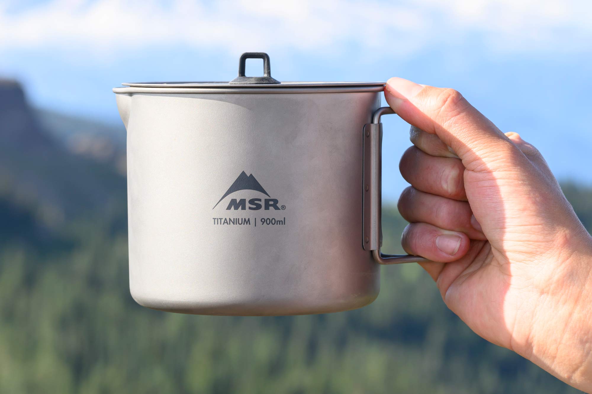 MSR Titan Kettle 900mL - Ultralight Titanium Camping Cook Pot for Backpacking, Hiking & Outdoor Adventures | Boil Water, Cook Meals & Brew Coffee on The Go