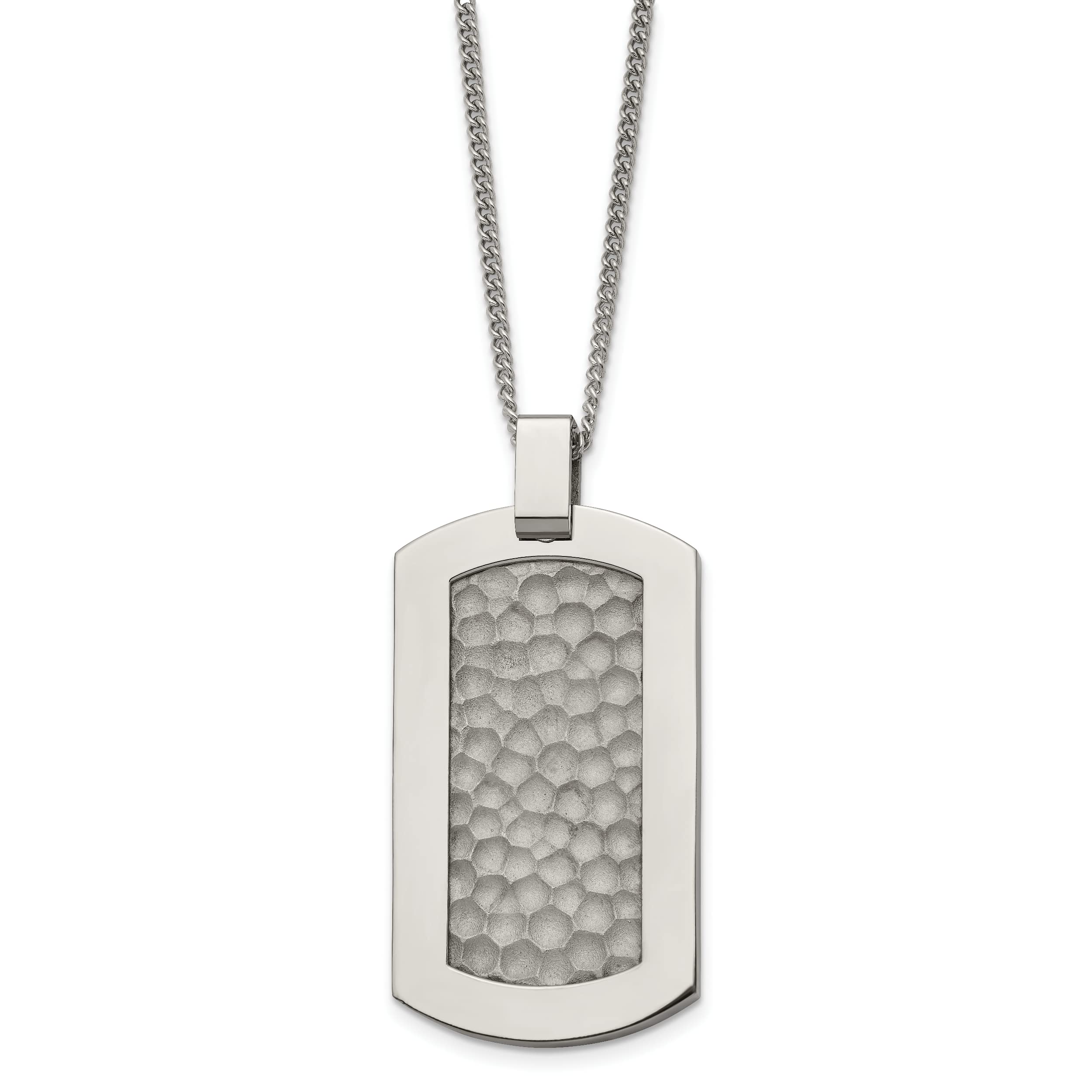 IceCarats Titanium Hammered Dog Tag Necklace for Men & Women - 22 Inch Adjustable Chain - Stylish Military Inspired Jewelry Gift for Everyday Wear & Special Occasions