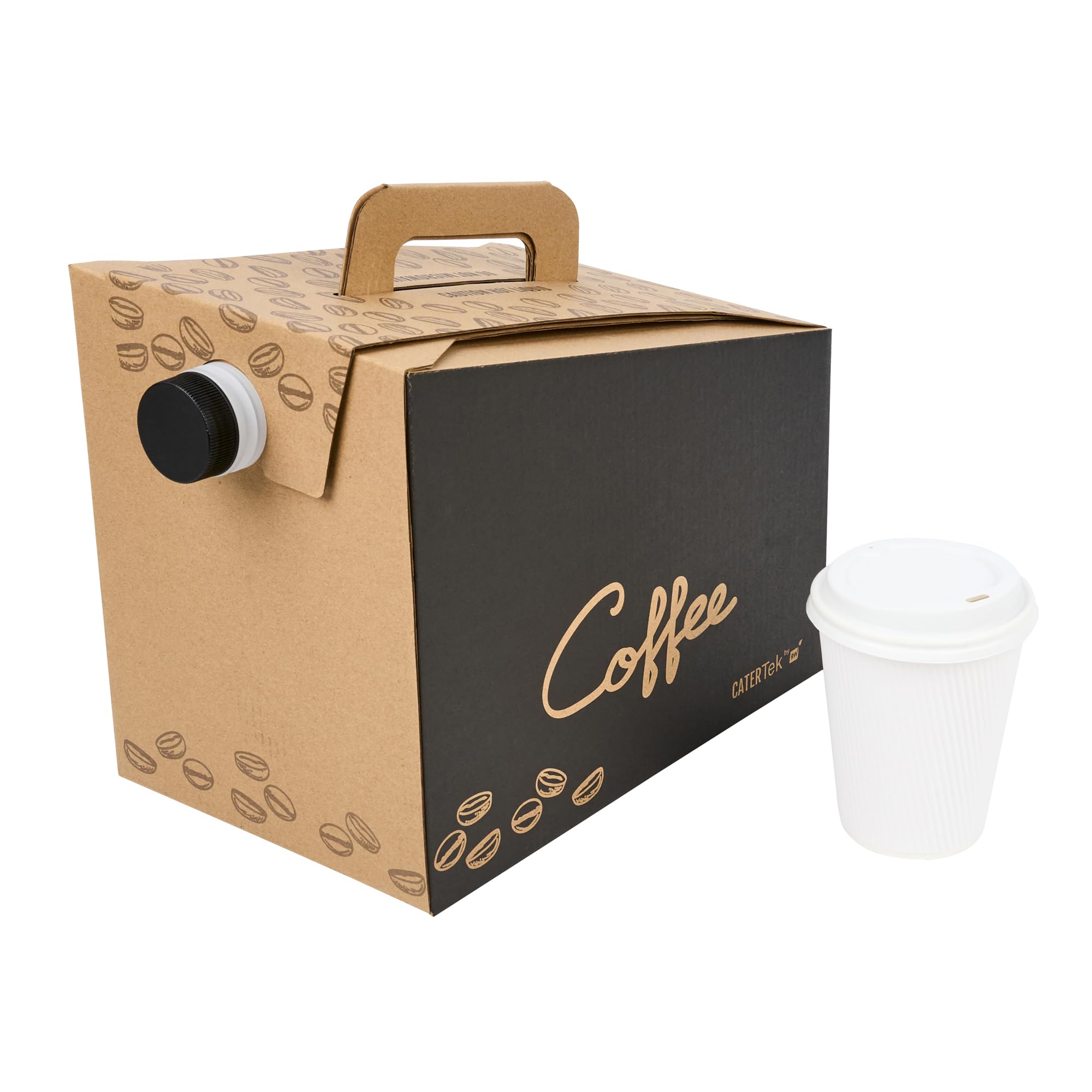 Restaurantware Cater Tek 160oz (10-Pack) Insulated Black Paper Coffee To-Go Containers with Handle - Disposable Beverage Servers for Catering, Events & Office Use - Keeps Coffee Hot, Portable for Up to 20 Cups