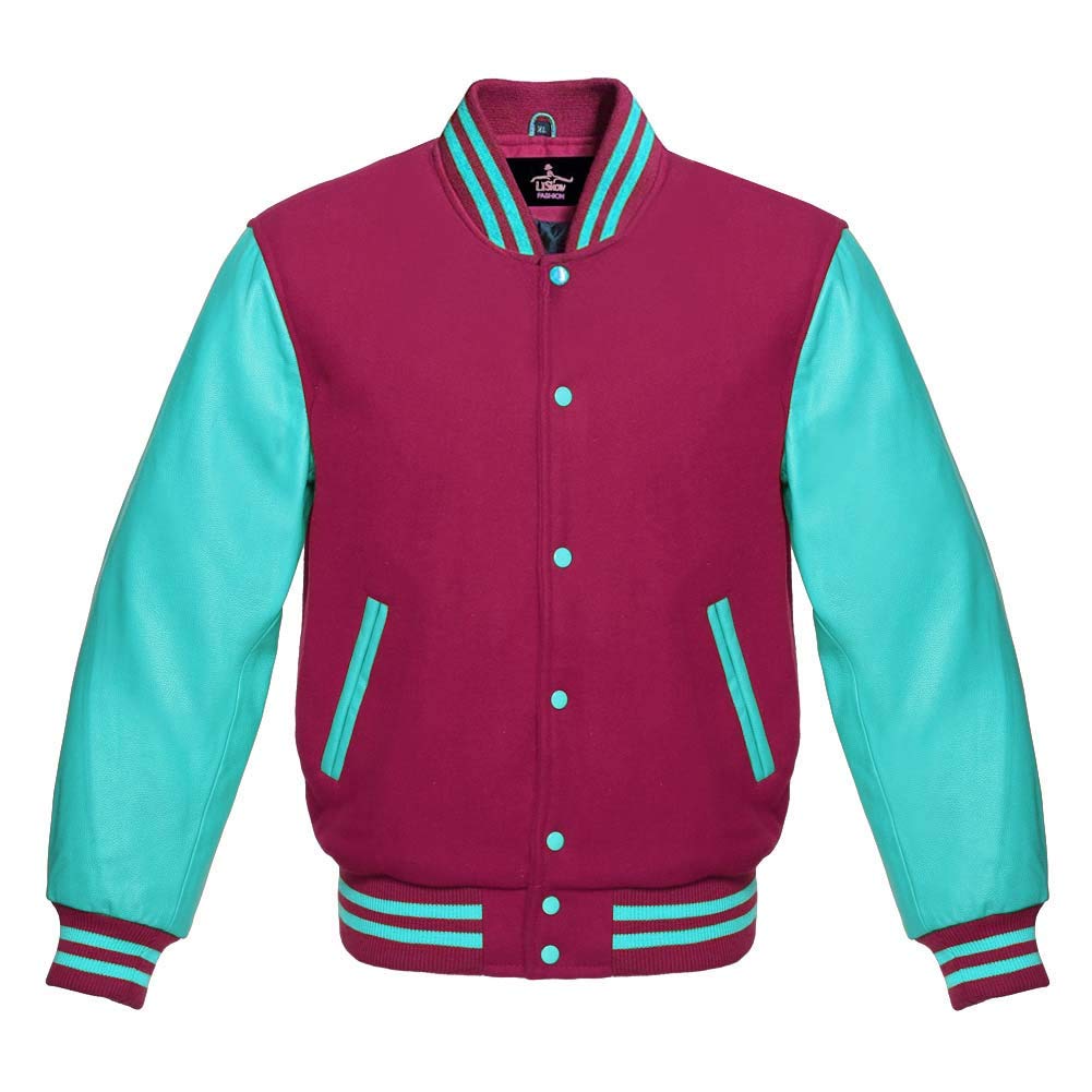 Premium Wool & Genuine Leather Varsity Jacket - Baseball Letterman Bomber Jacket for High School & College | Perfect for Sports, Casual Wear & Vintage Fashion