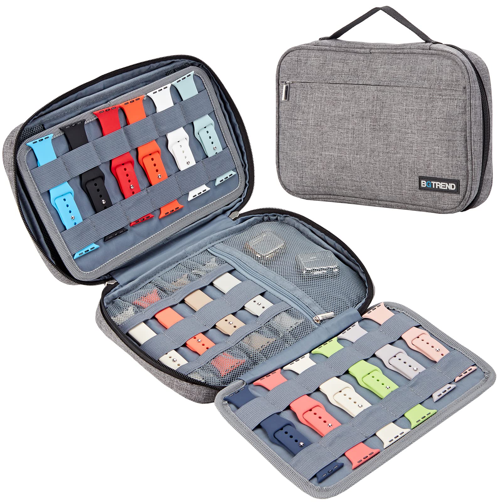 BGTREND Watch Band Storage Case - Holds 32 Watch Straps, Organizer Compatible with Apple Watch Bands & Accessories (Gray) - Perfect for Travel, Home Storage & Watch Collection Organization