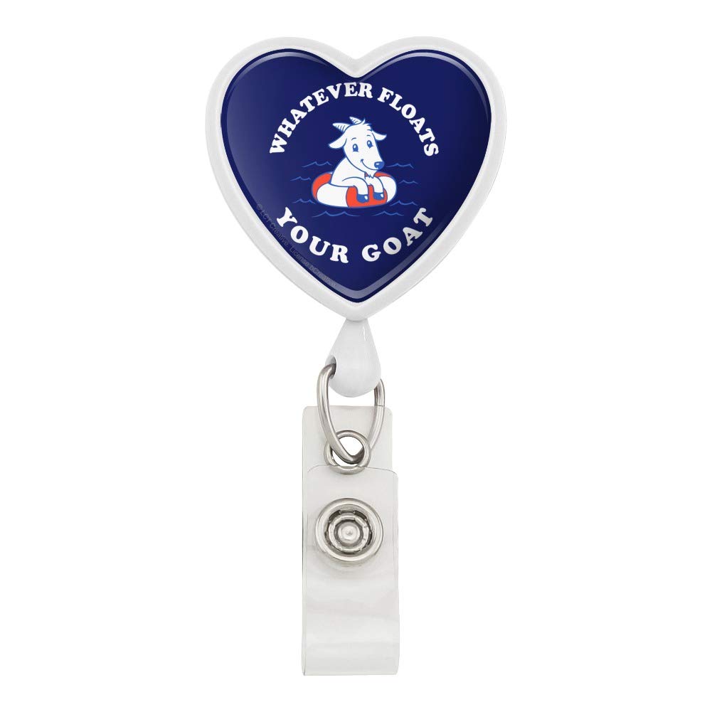 Funny Goat Boat Humor Heart Lanyard - Retractable Reel Badge ID Card Holder for Work, Events & Conventions | Novelty Office Accessory