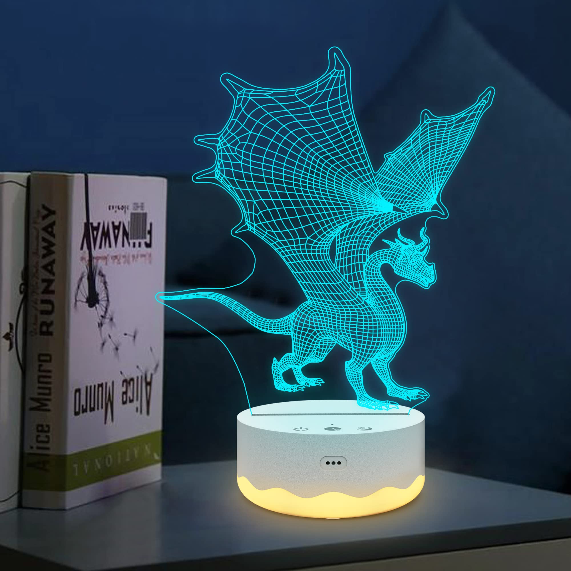 Fantasy Dragon 3D Night Light with Timer & Dimmer - Cool LED Room Decor for Kids, Girls, Women | Perfect Birthday & Christmas Gift Idea for Fantasy Lovers | Bedroom, Nursery, Game Room Lighting Decor