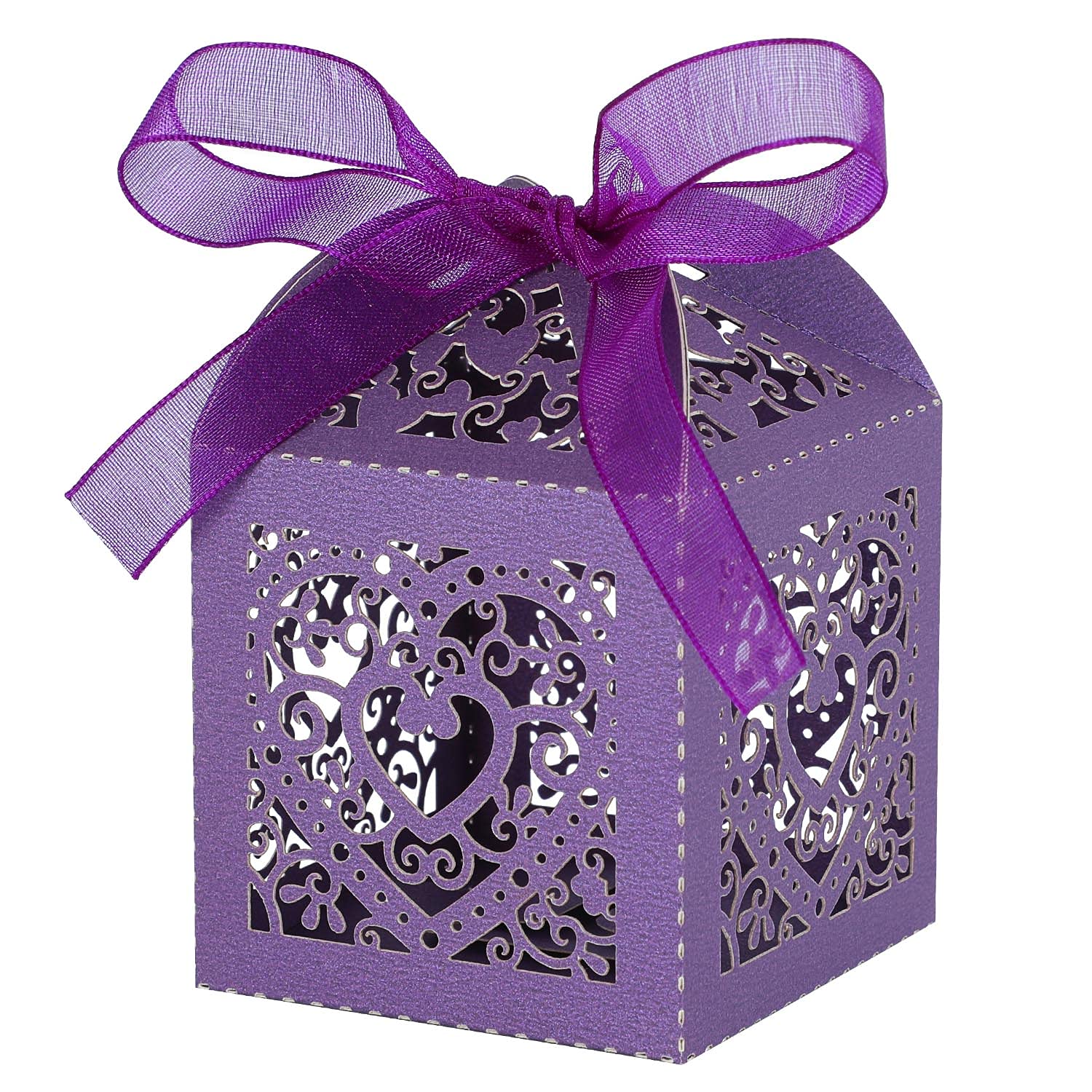 Kslong 50PCS Purple Party Favor Boxes - Elegant Wedding & Bridal Shower Gift Boxes, Adorable Candy Favor Boxes for Kids Birthday Party, Mini Baby Shower Favors for Guests | Perfect for Wedding Receptions, Birthday Celebrations, and Special Events