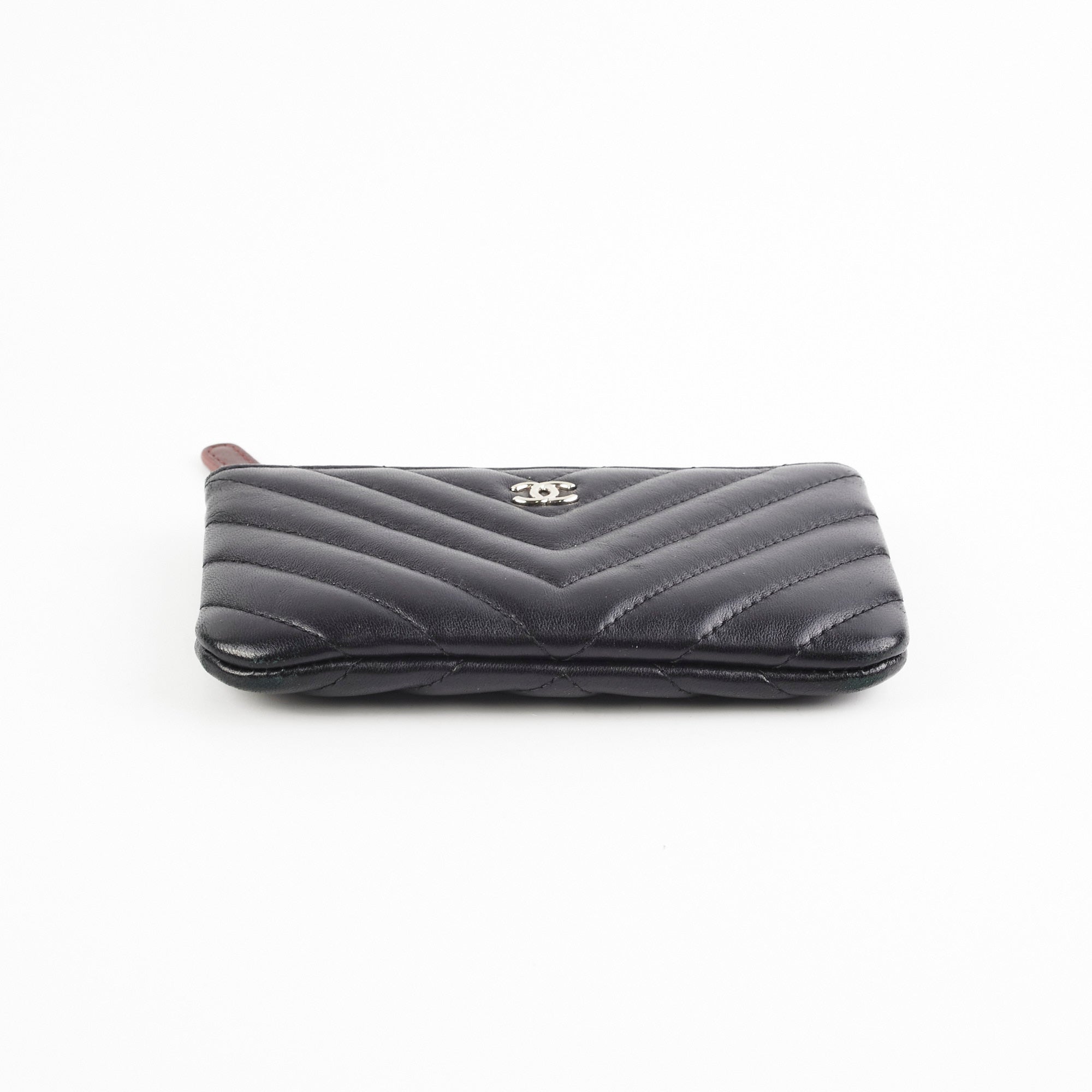 Chanel Small Chevron Black O Case - Luxury Leather Wallet for Women | Perfect for Everyday Use, Travel & Gifting