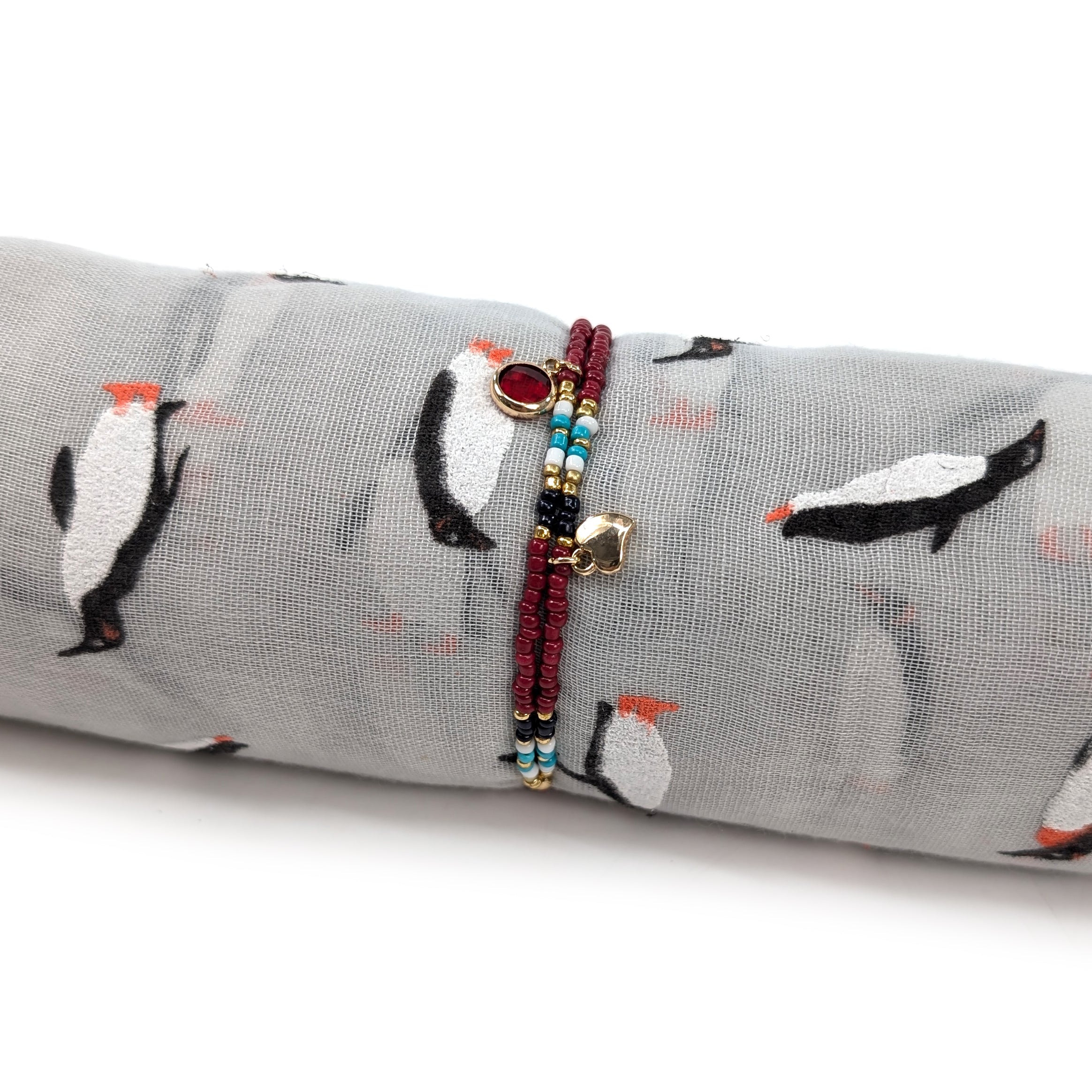 Penguin-Themed Scarf & Bracelet Gift Set in a Cracker Box - Perfect for Christmas Presents, Holiday Gifts & Winter Accessories