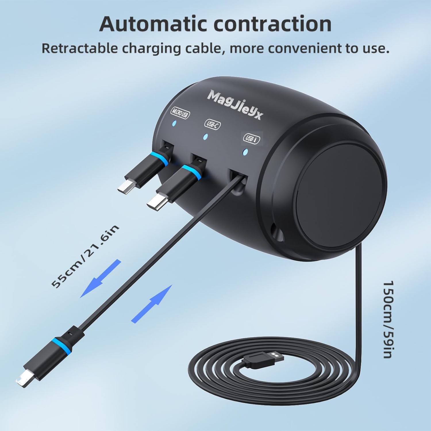 3-in-1 Retractable Car Charger for iPhone 16/15/14 Pro Max, iPad, Samsung Galaxy - Fast Charging USB-C & USB-A Ports with Headrest Mount - Perfect for Uber, Lyft Drivers & Backseat Passengers Sharing Rides