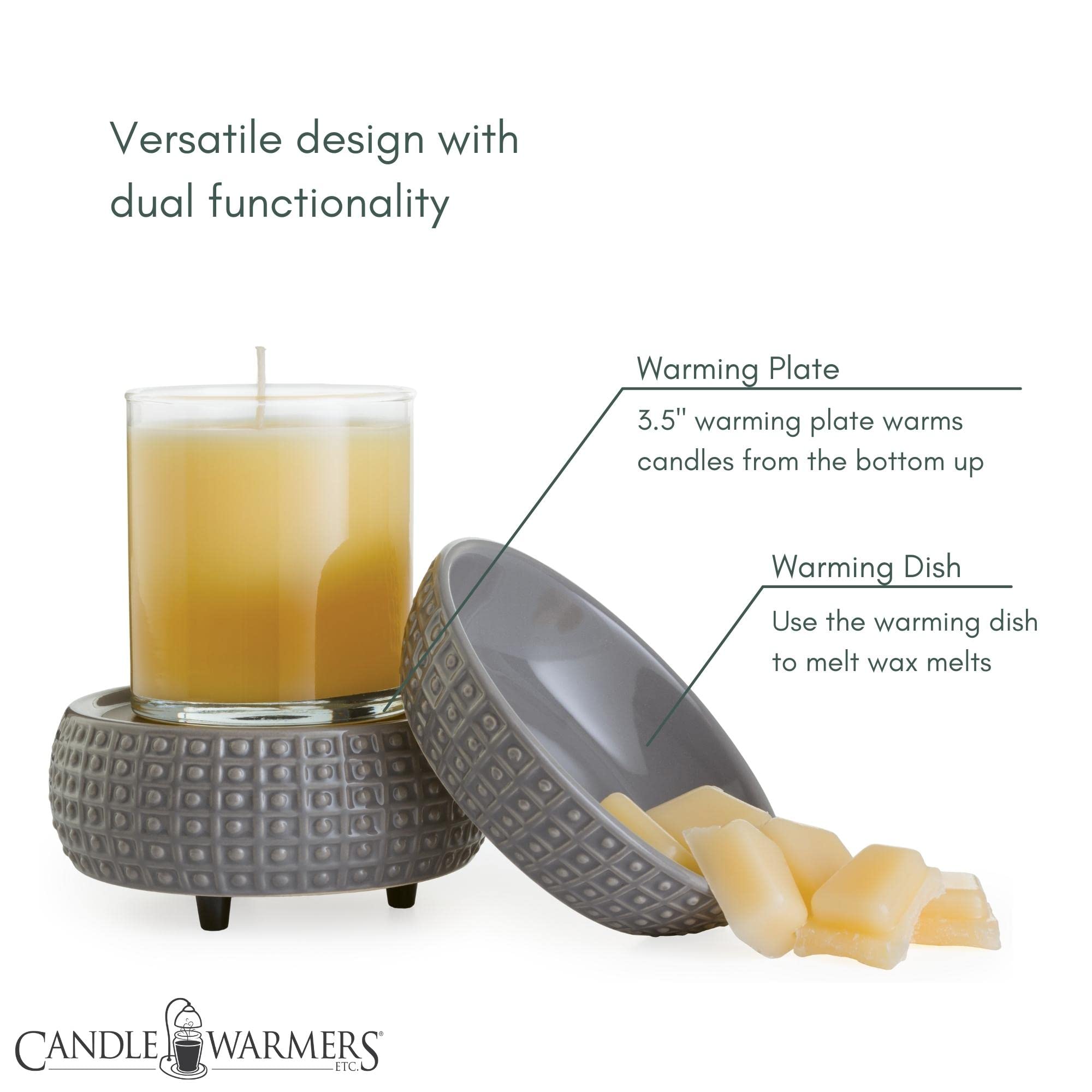 2-in-1 Candle and Fragrance Warmer for Scented Candles & Wax Melts - Slate Finish Room Freshener for Home, Office, Spa Relaxation and Aromatherapy