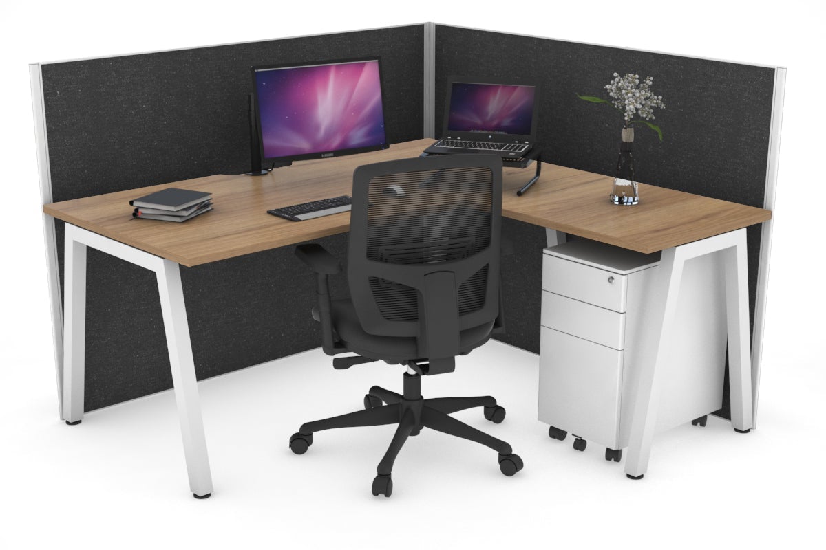 Horizon Quadro A Legs L-Shaped Corner Office Desk - 1600L x 1800W with Cable Management | Modern Home Office & Gaming Setup for Small Spaces