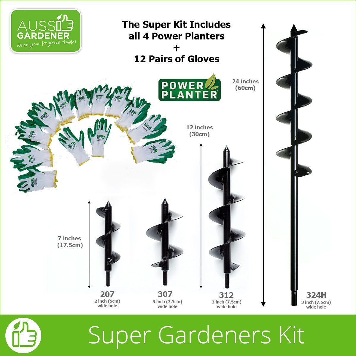Super Gardeners Kit - 4-in-1 Power Planters Set for Home Gardening | Indoor & Outdoor Planting Tools for Vegetables, Flowers & Herbs