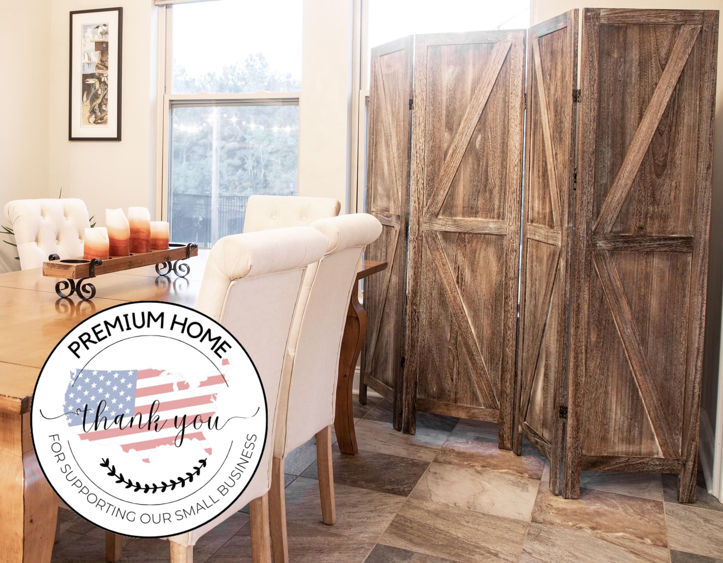Premium Rustic Barnwood Room Divider - Folding Privacy Screen & Partition Wall for Home, Office, or Studio | Temporary Wall Separator for Living Spaces, Bedrooms & Events