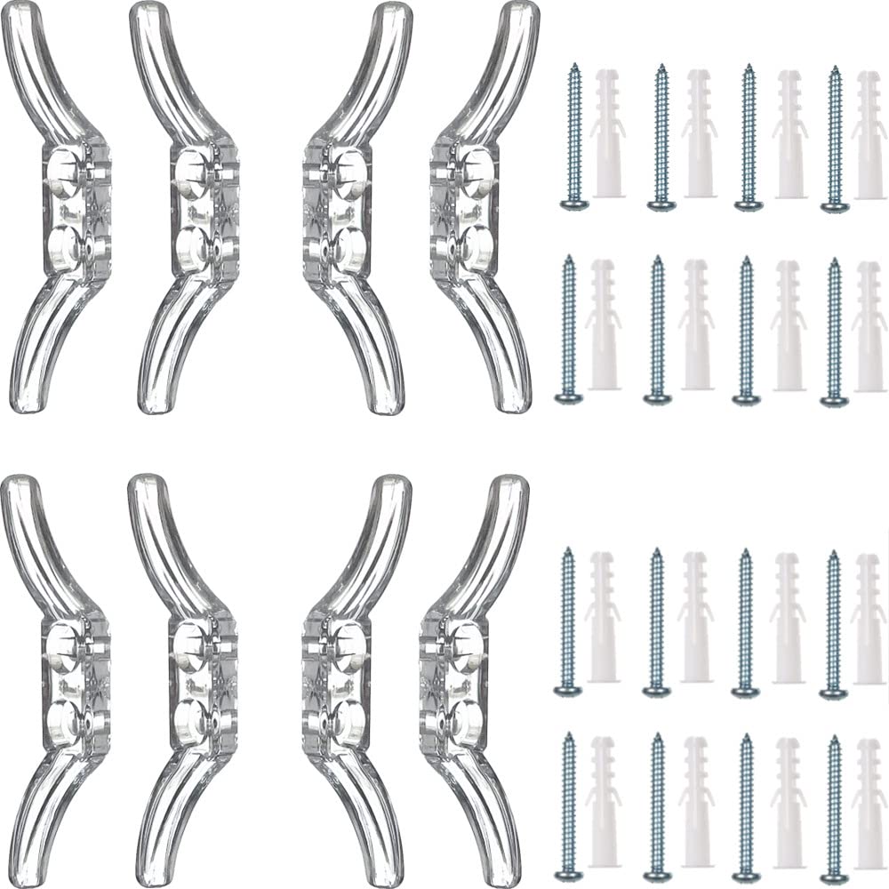 8pcs Clear Plastic Cord Cleats for Child Safety - 16pcs Included Screws for Drapery & Blinds - Transparent Rope Winders for Window Treatment Safety - Perfect for Baby Proofing Homes and Securing Blind Cords