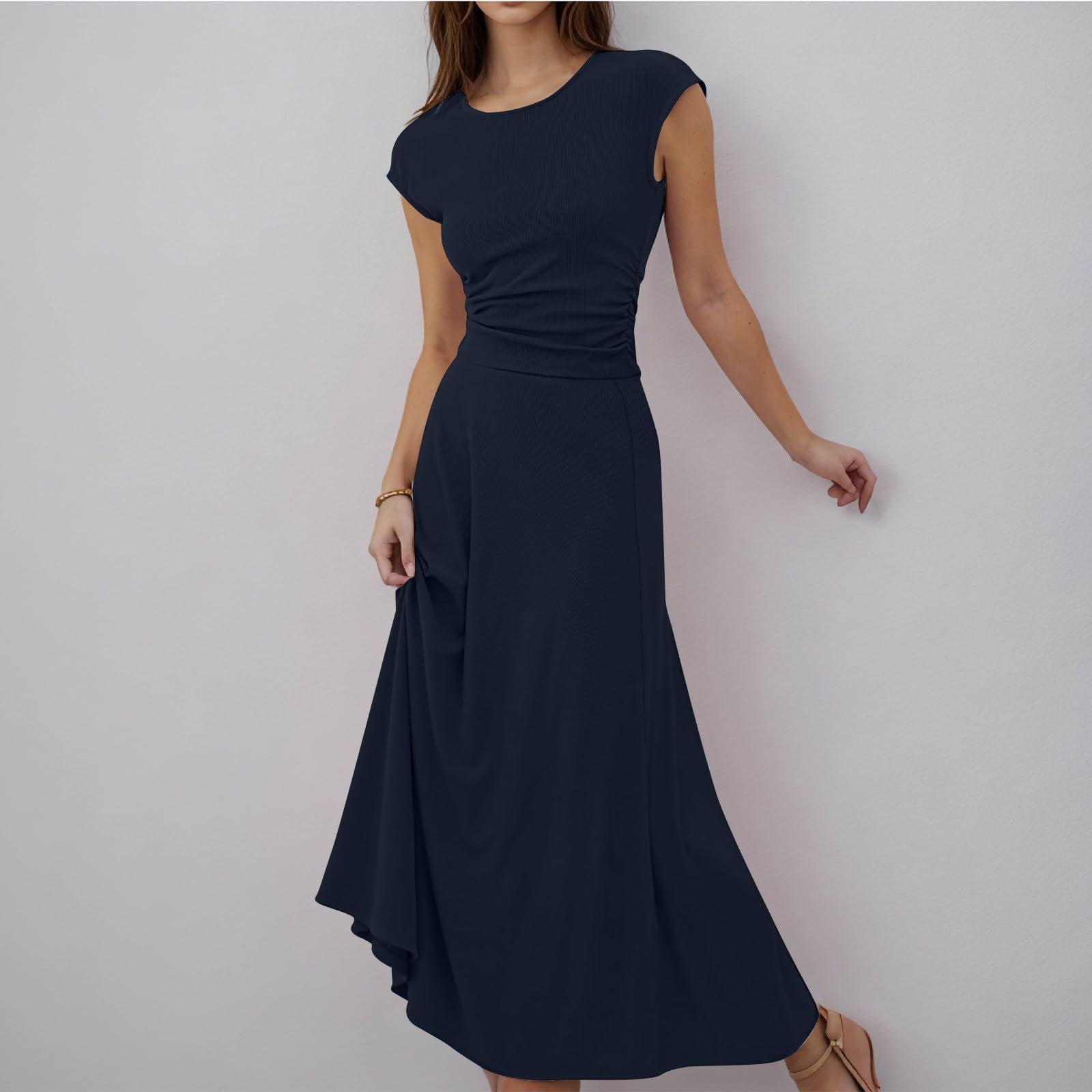 Women's Summer Two Piece Sets - Short Sleeve Cropped Tops & Pleated Midi Skirt Lounge Outfits | Casual Travel, Beach Vacation & Everyday Wear