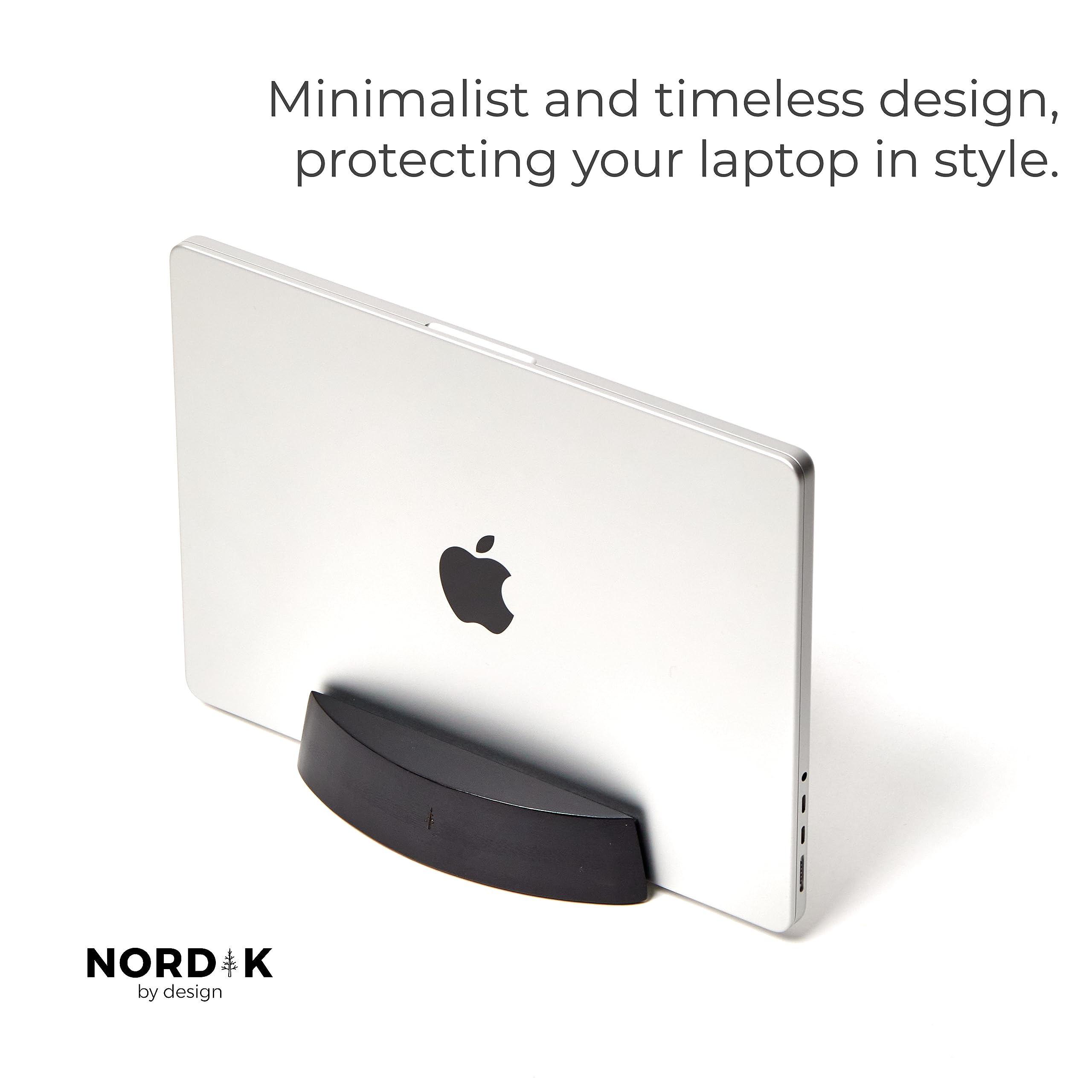 Nordik Vertical Laptop Stand - Premium Ergonomic Wooden Laptop Holder for MacBook, Dell, HP - Space Saving Desk Organizer for Home Office & Programmers - Non-Slip Stable Design for Better Posture (Perfect for Small Spaces & Dual Monitor Setups)