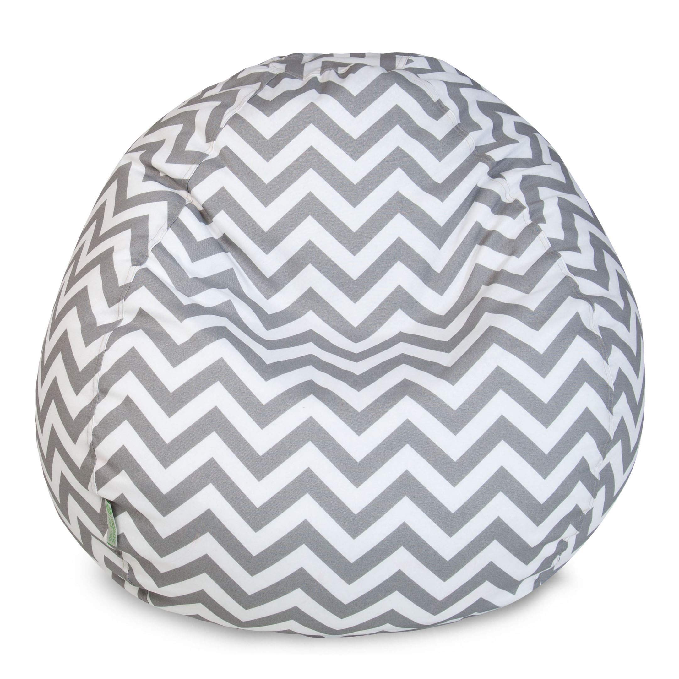 Majestic Home Goods Classic Bean Bag Chair - Large 28x28x22 Inch Soft Foam Filled Chevron Pattern Bean Bag for Kids & Adults, Gray - Perfect for Living Room, Bedroom, Playroom & Dorm Relaxation