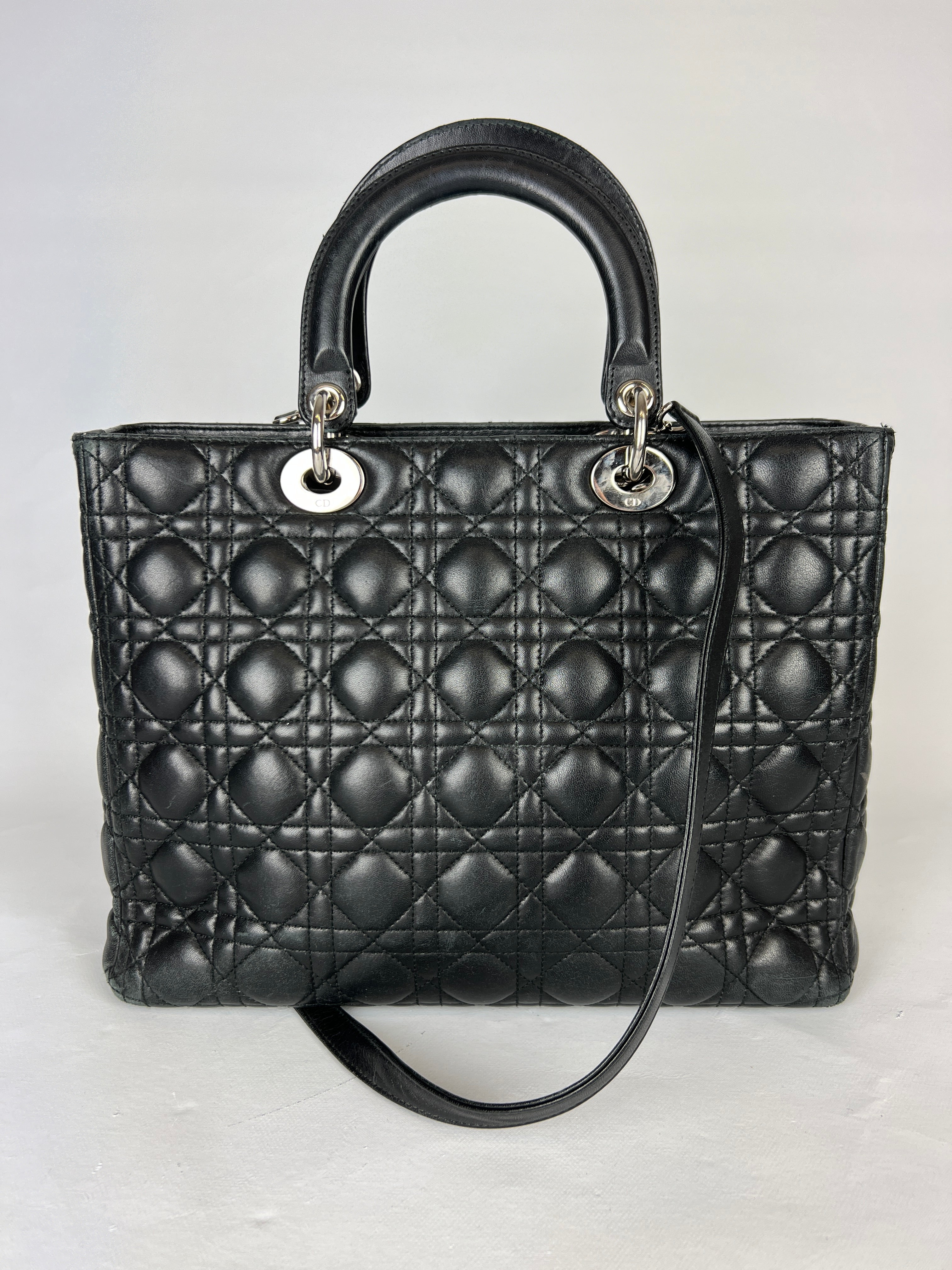 Dior Lady Large Black Leather Handbag - Luxury Designer Tote for Women | Perfect for Work, Travel & Evening Events