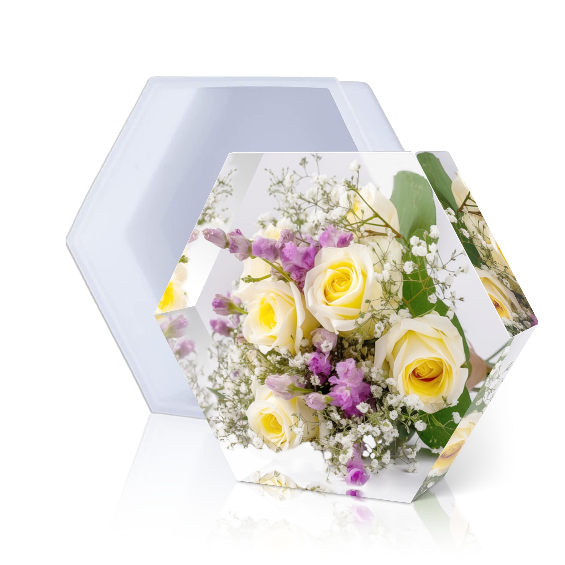 Premium 9-Inch Large Hexagon Silicone Molds for Resin Art - Flower Preservation, DIY Wedding Decorations, Valentine's Day & Anniversary Gifts - Home Decor Crafting Supplies for Epoxy Projects