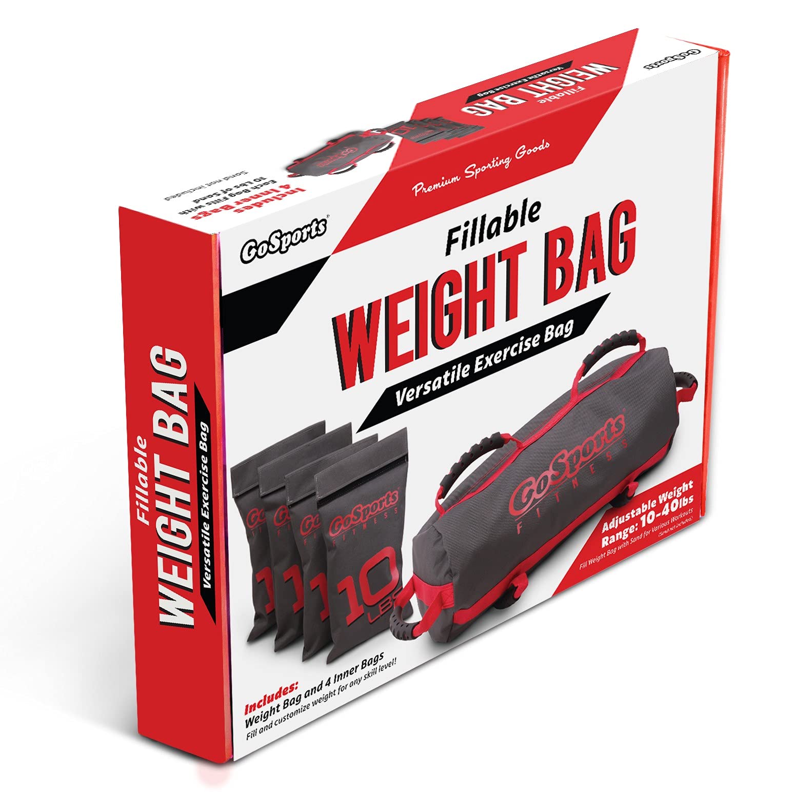 GoSports 40 lbs Adjustable Fitness Sandbag for Strength Training - Weighted Workout Bag for Home Gym, CrossFit, and Outdoor Exercises - Fill with Sand for Custom Resistance - Perfect for Beginners to Advanced Athletes