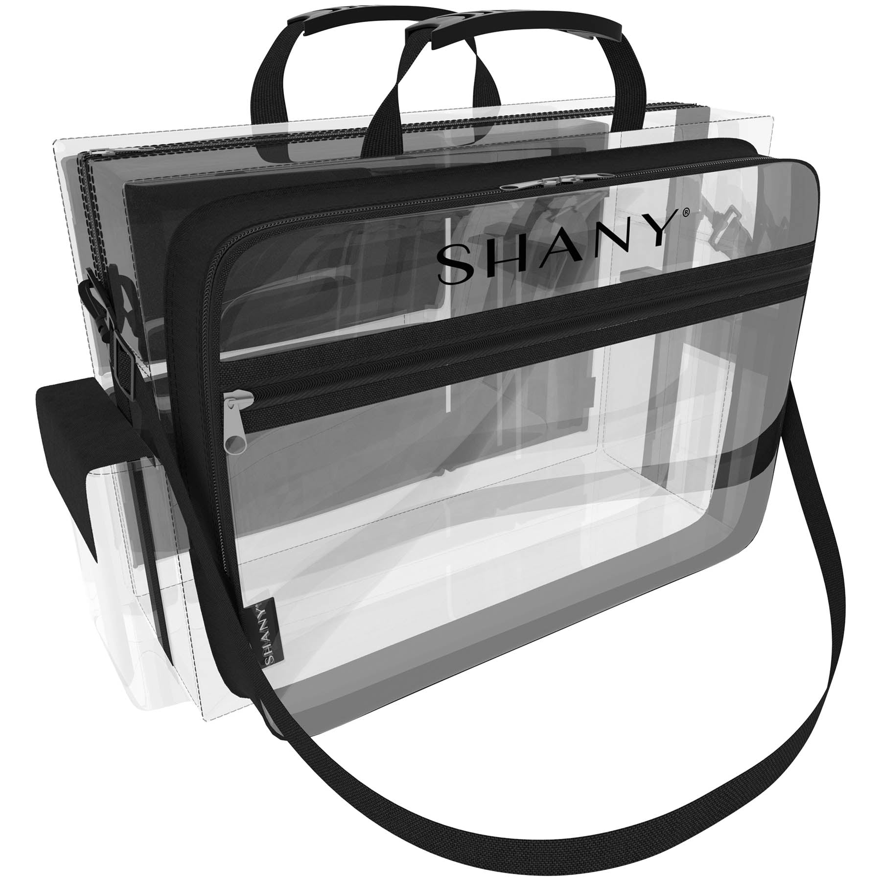 Professional Travel Makeup Artist Bag with Removable Compartments - Clear & Black Waterproof Cosmetic Organizer for On-the-Go Beauty Professionals | Perfect for Salon, Bridal, and Air Travel