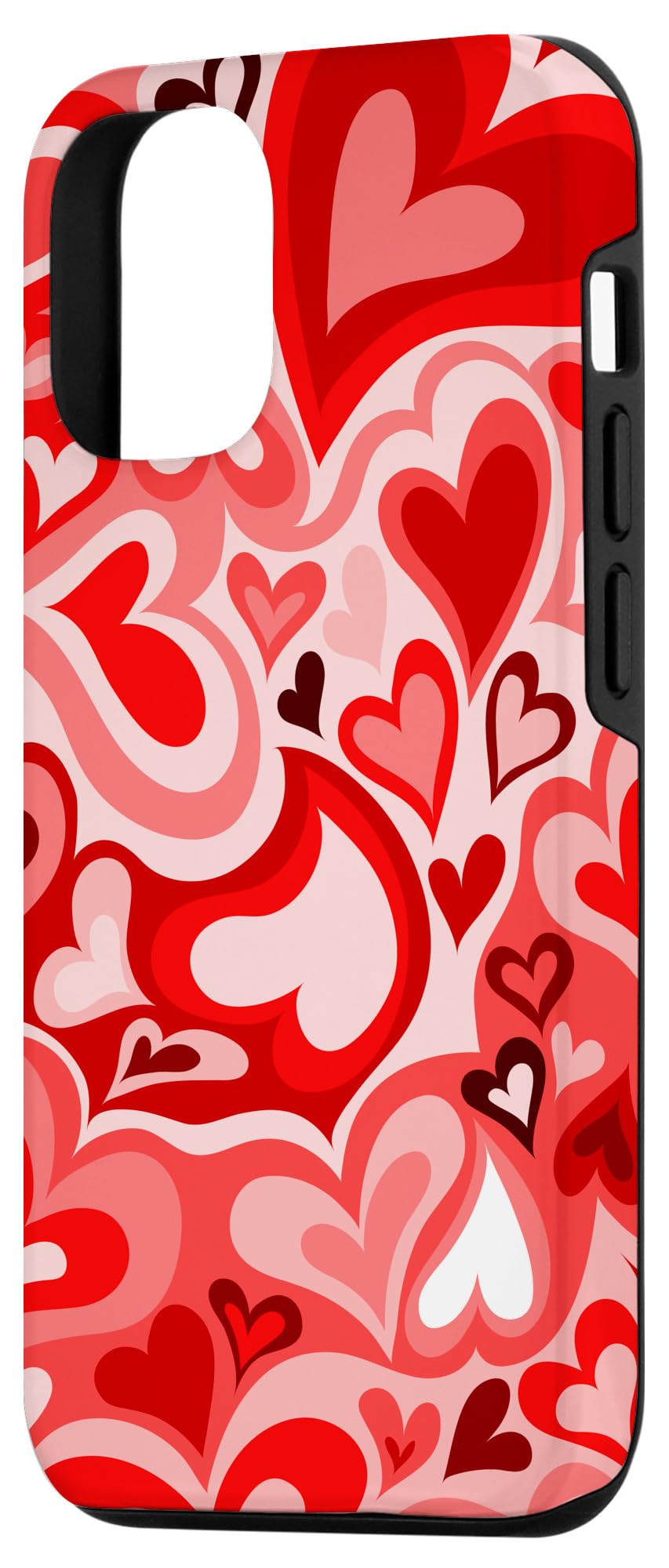 iPhone 12/12 Pro Case - Red Heart Coffee Latte Love Pattern Swirl Design | Trendy & Protective Phone Cover for Valentine's Day, Date Night & Coffee Lovers