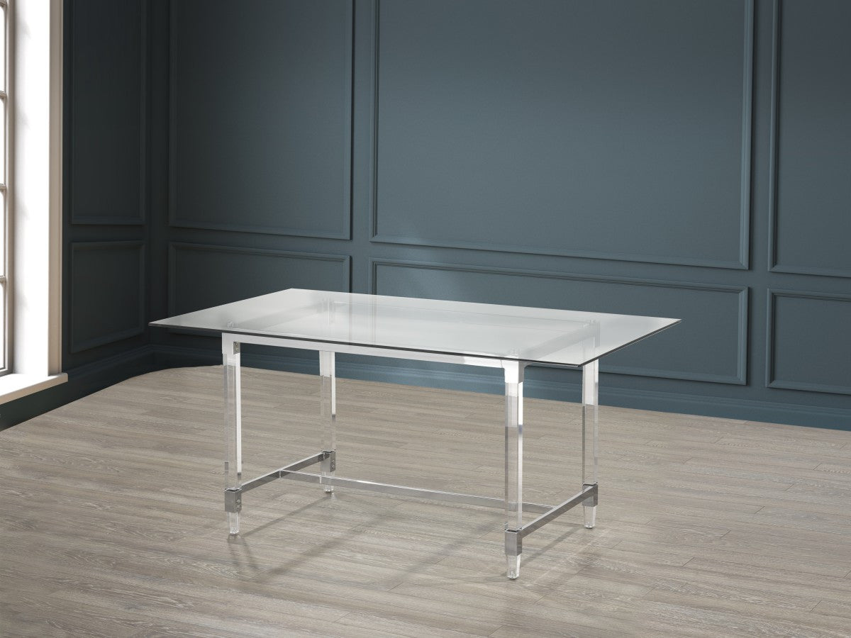 Colton Silver Dining Table - Modern & Elegant for Home, Kitchen, and Dining Room Decor