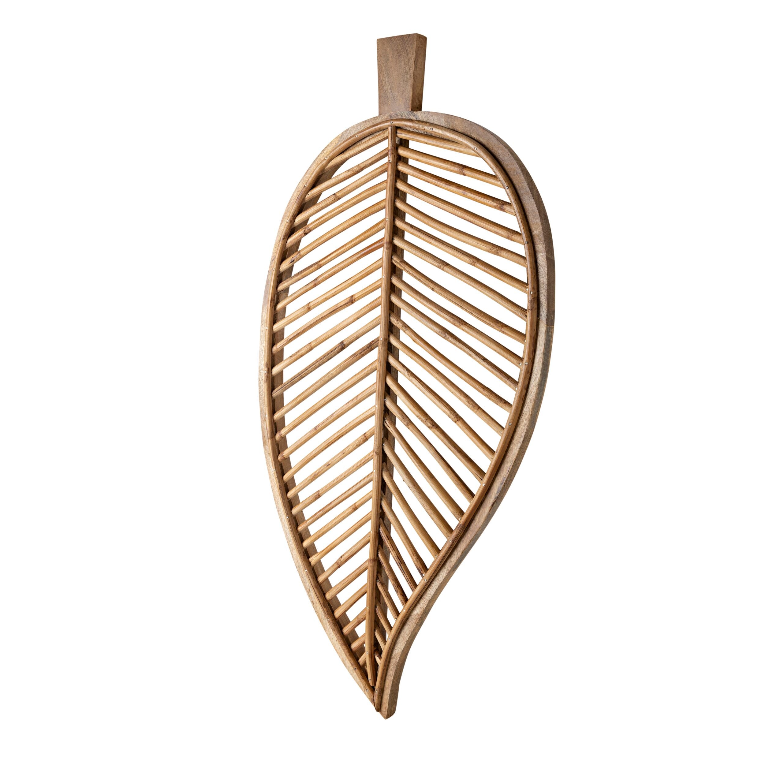 Large Bamboo Leaf Wall Hanging Decor - Natural Boho Home Decor for Living Room, Bedroom, or Office