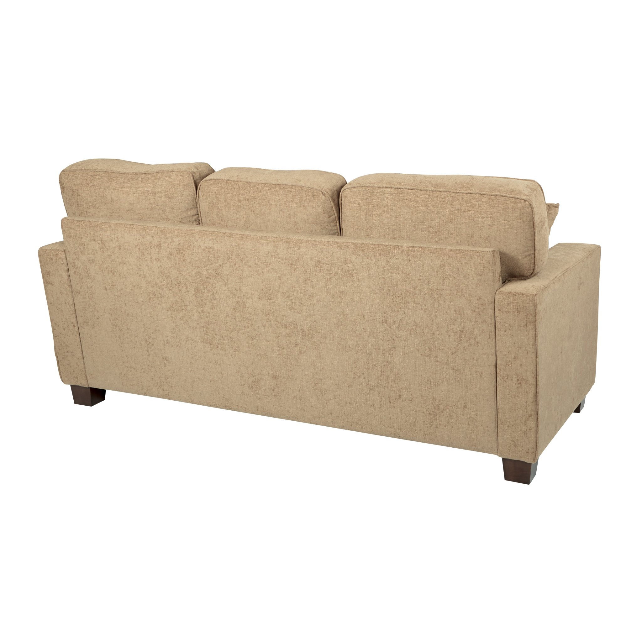 OSP Home Furnishings Russell Reversible Sectional Sofa with 2 Pillows & Coffee Finished Legs - Modern Earth-Toned Living Room Furniture for Small Spaces & Family Gatherings
