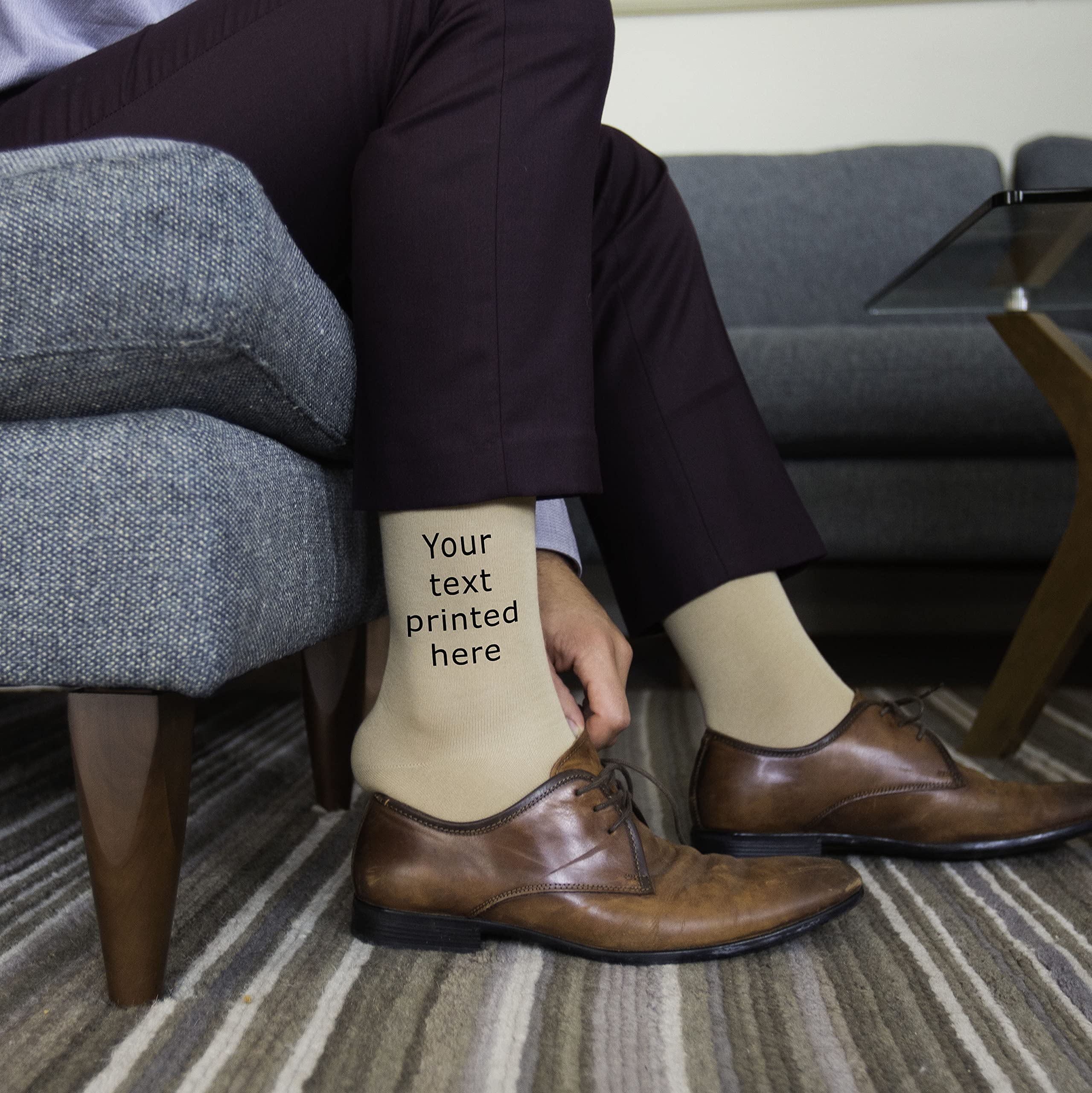 Custom Personalized Socks for Men - Add Your Name, Text & Designs | Premium Dress Socks for Gifts, Weddings & Business Attire