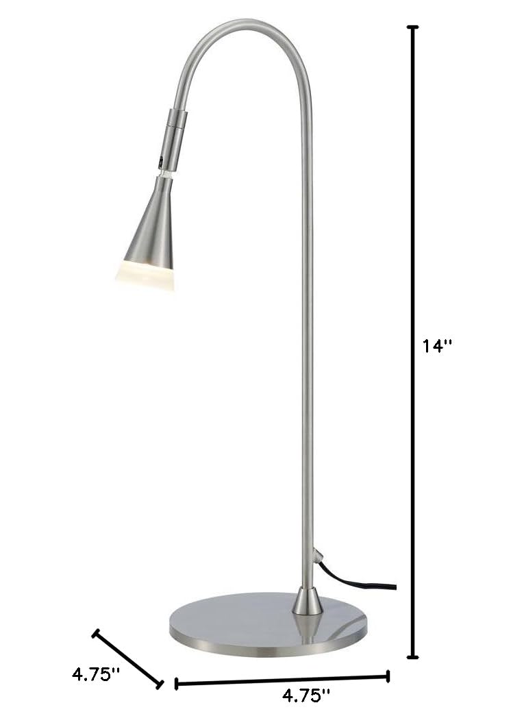 Adesso 3014-22 Pixie LED Desk Lamp in Satin Steel - Adjustable Modern Task Lighting for Office, Study & Home Workspace
